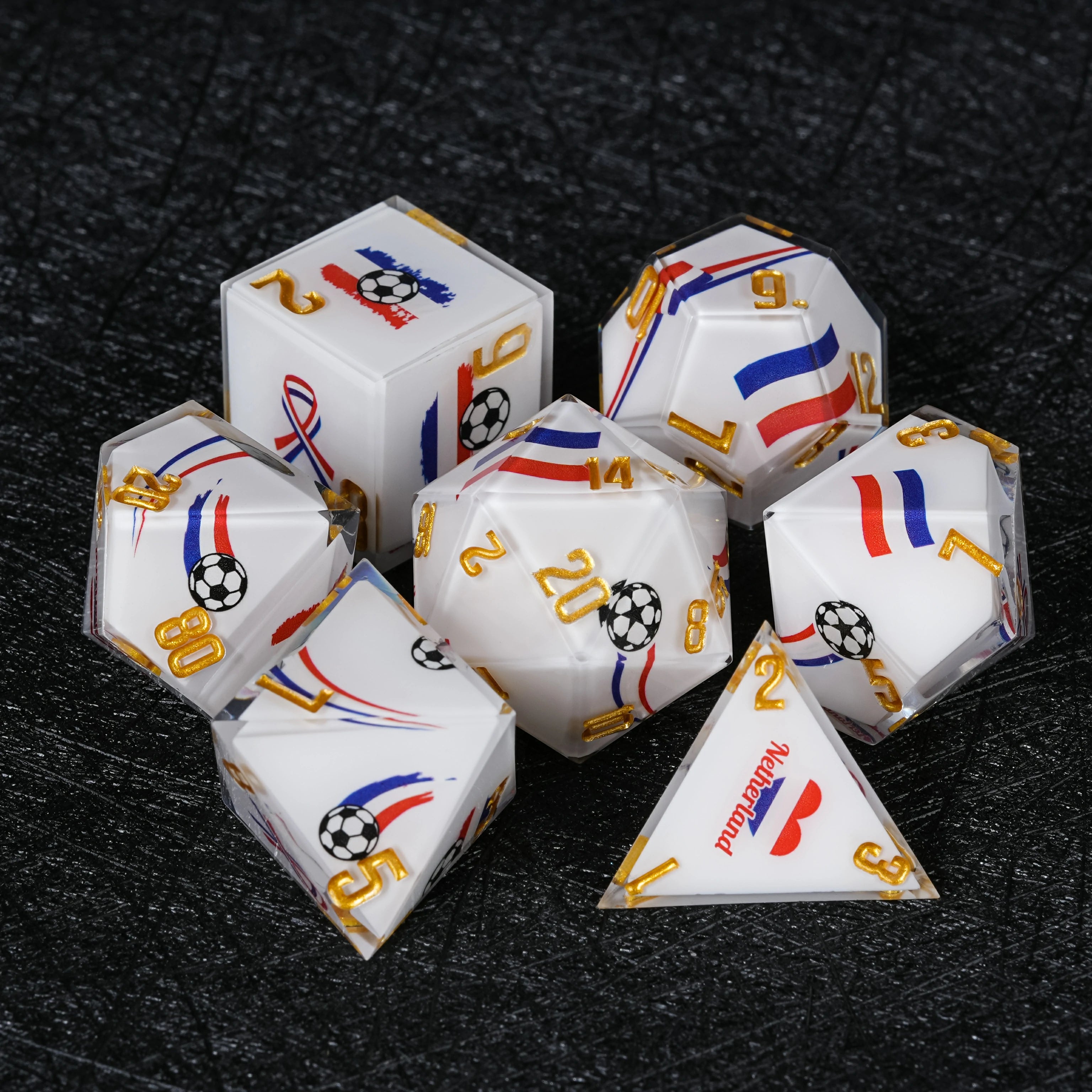 Netherlands Football DND Dice Set – World Cup Kickstarter Resin Dice