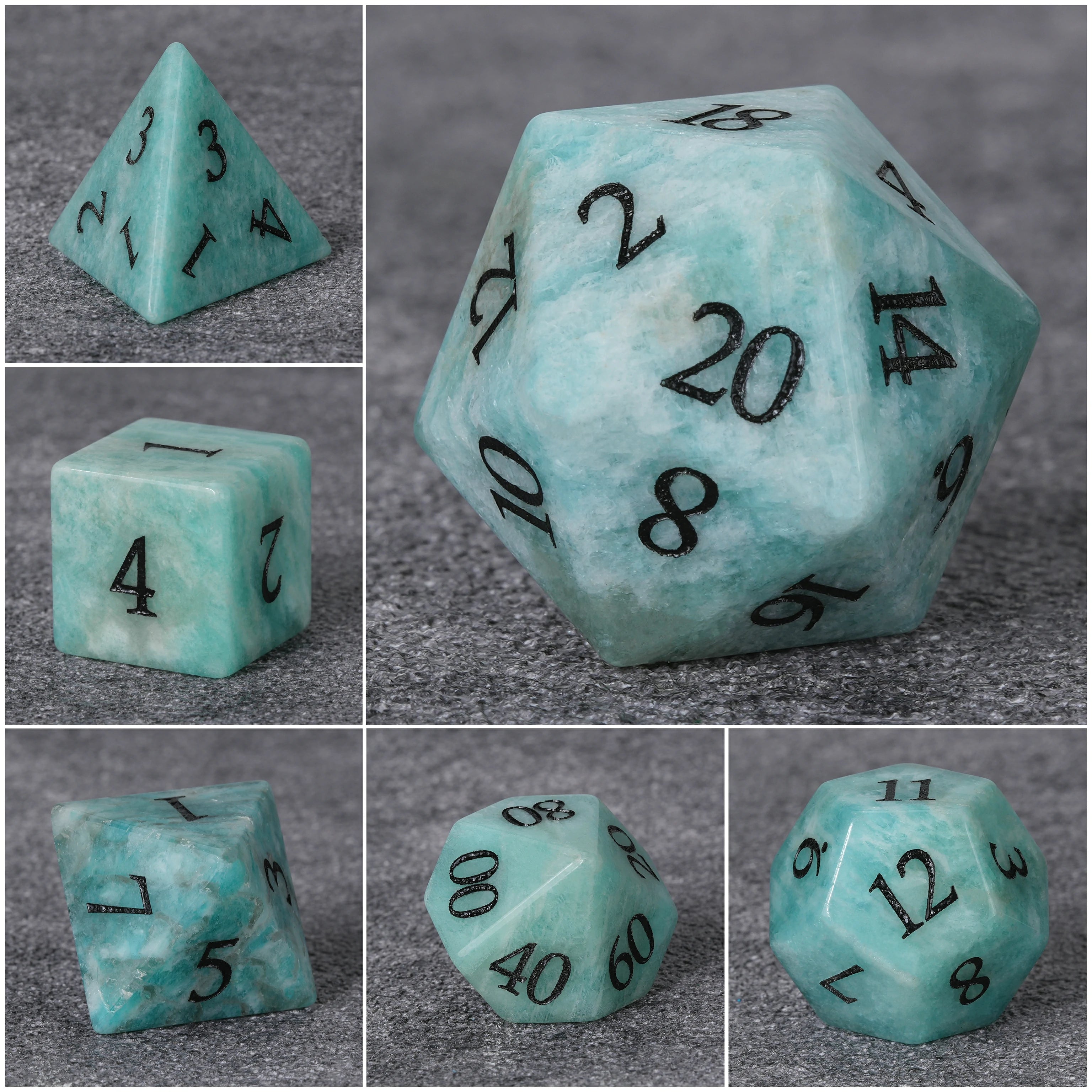 Lapis-Style Multi-Faceted Gemstone Dice Set