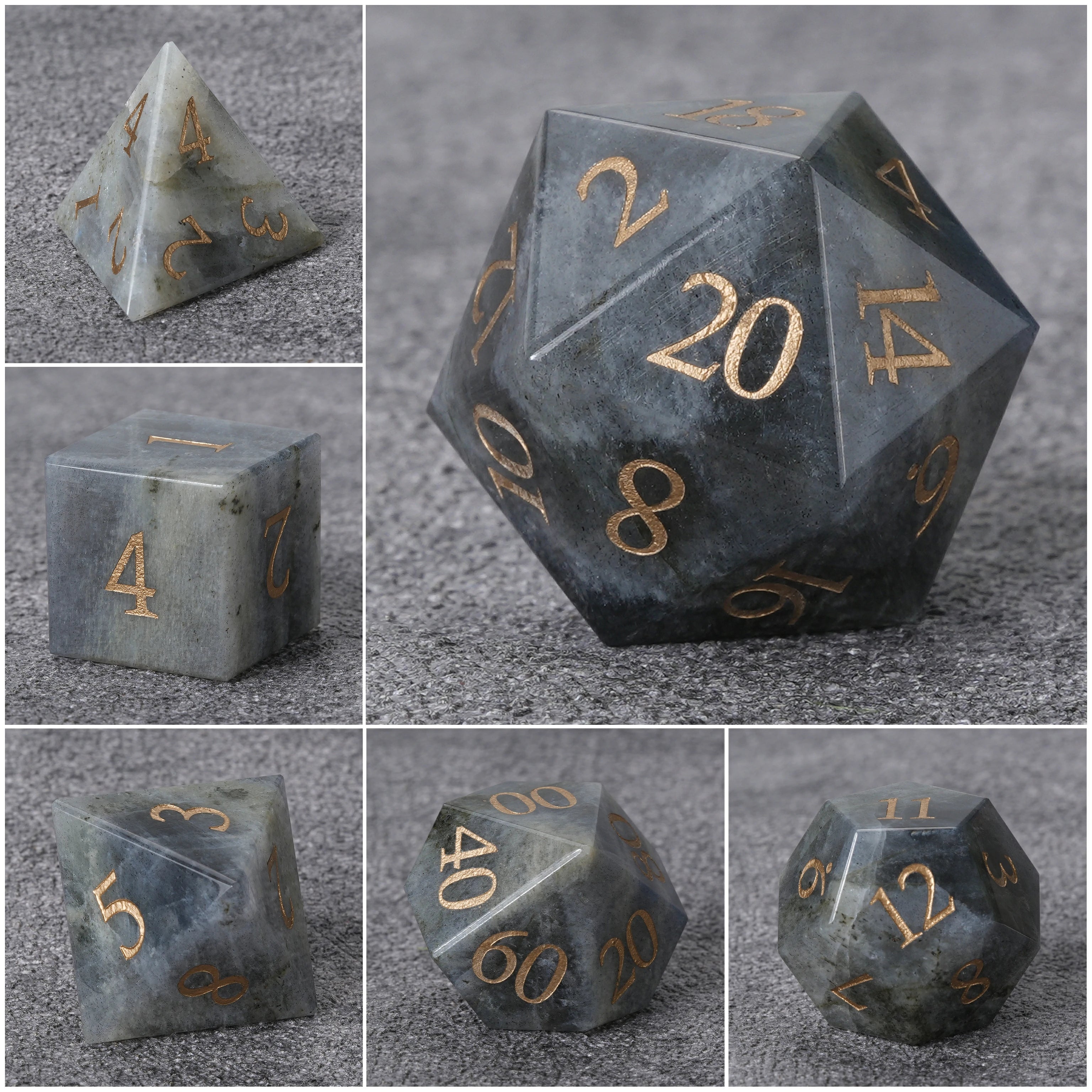 Grey Multi-Faceted Gemstone Dice