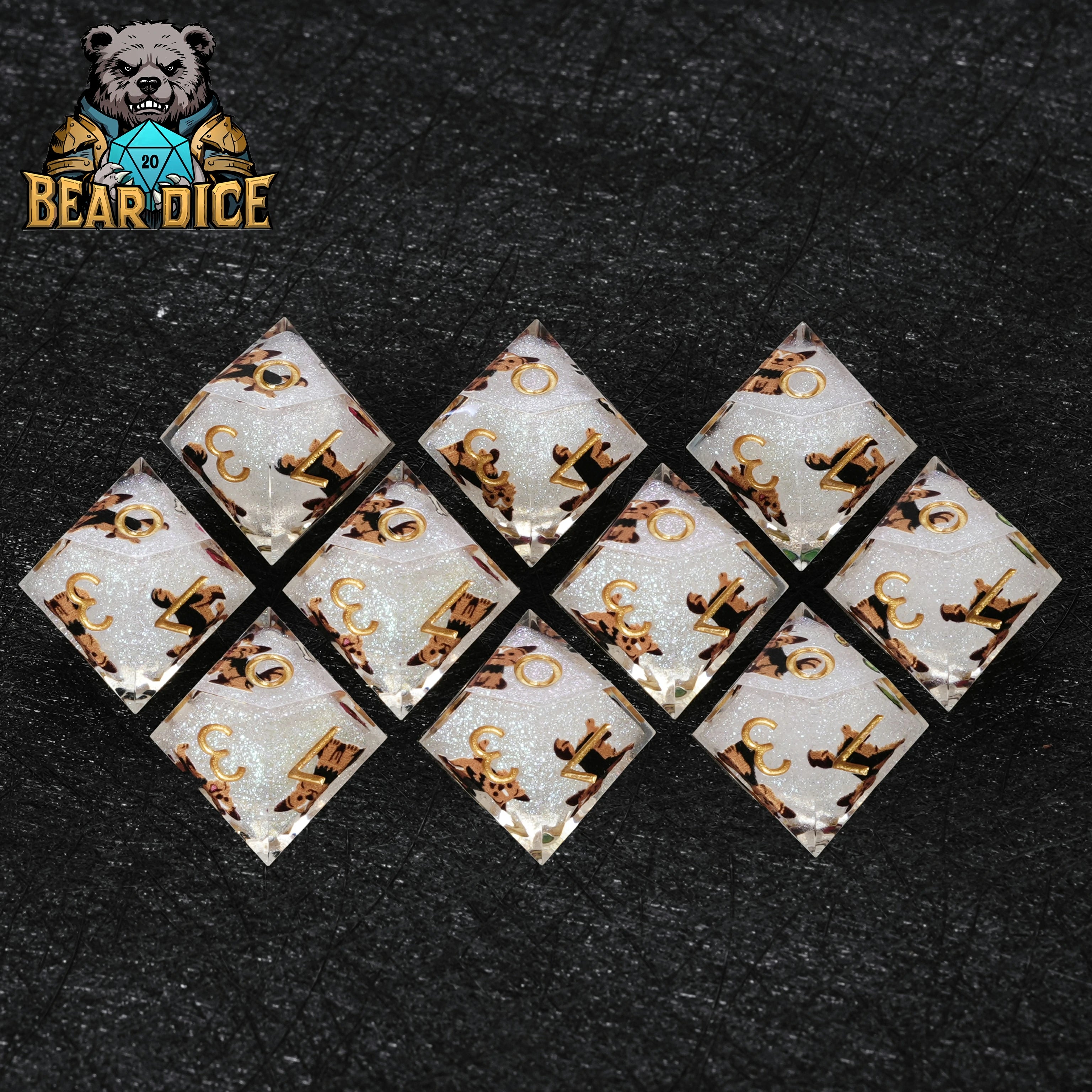 Yorkshire Terrier White Glitter Resin DND D6 Dice