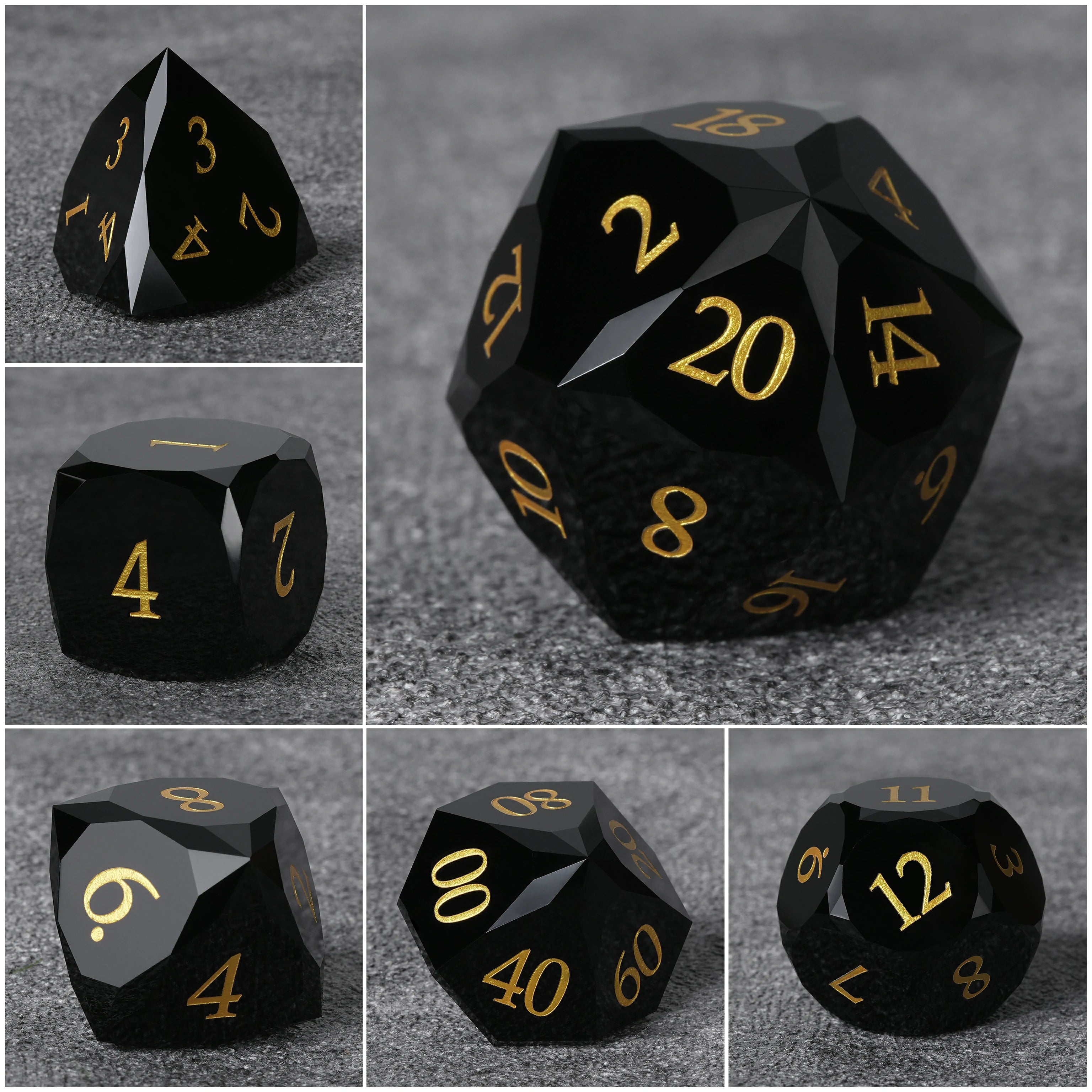 Multi-Faceted Obsidian Gemstone Dice