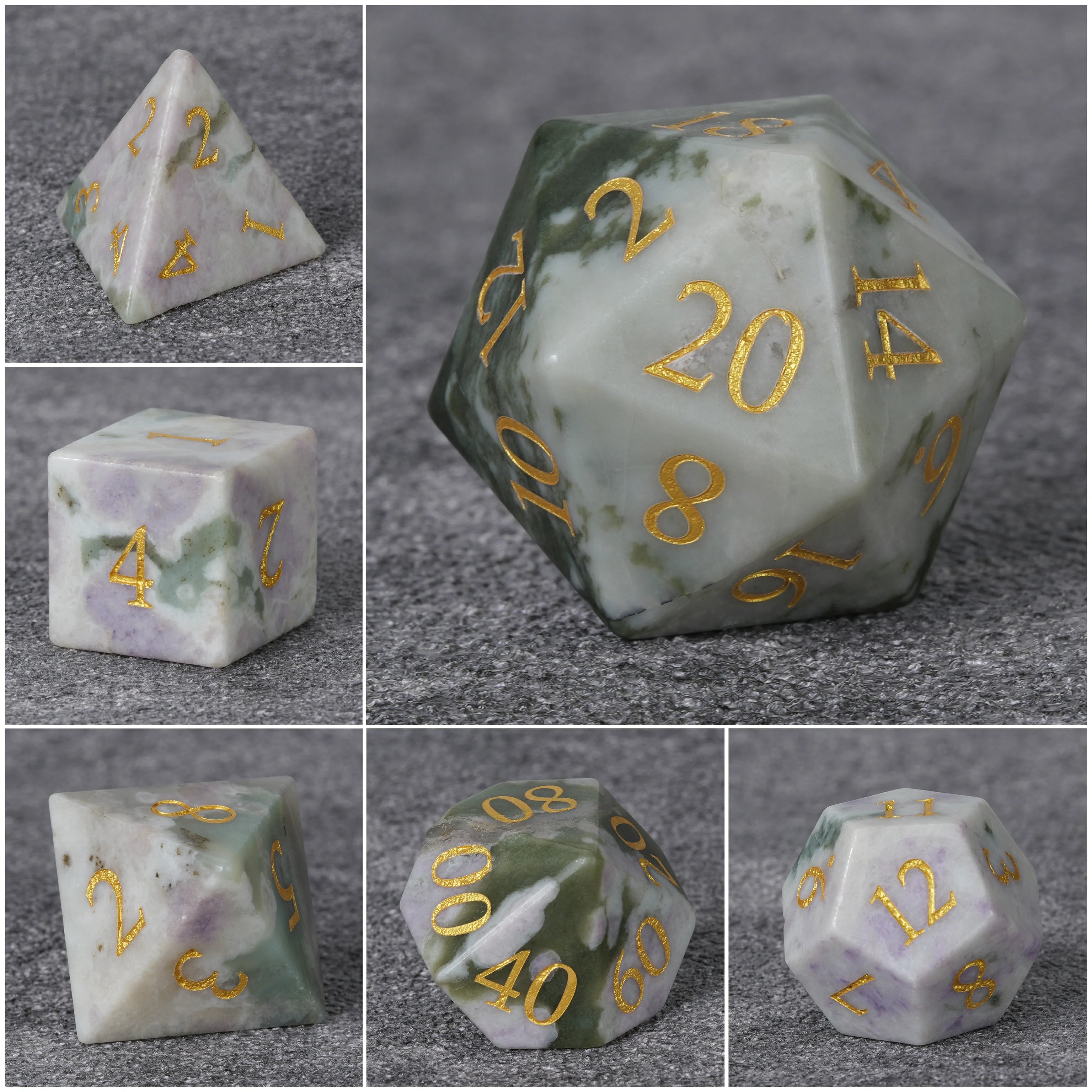 Blue-and-White Multi-Faceted DND Gemstone Dice Set