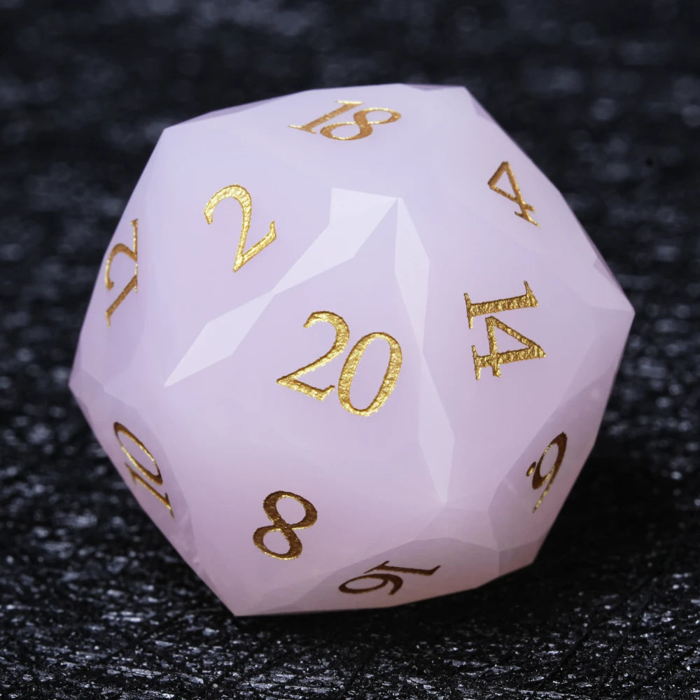 DND Dice - Rose Quartz Gemstone Multi-Sided Dice Set