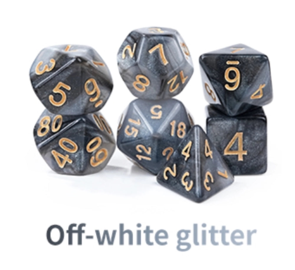 Acrylic Star Glitter Dice Set + Dice Tray