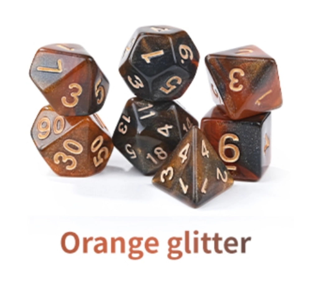 Acrylic Star Glitter Dice Set + Dice Tray