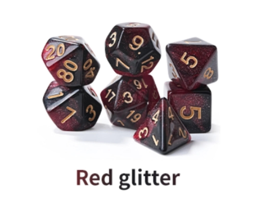 Acrylic Star Glitter Dice Set + Dice Tray