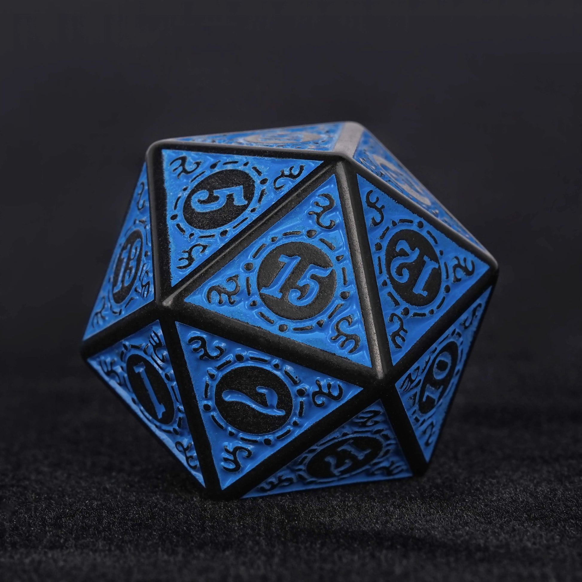 Blue patterned acrylic DND D20 dice | Bear Dice