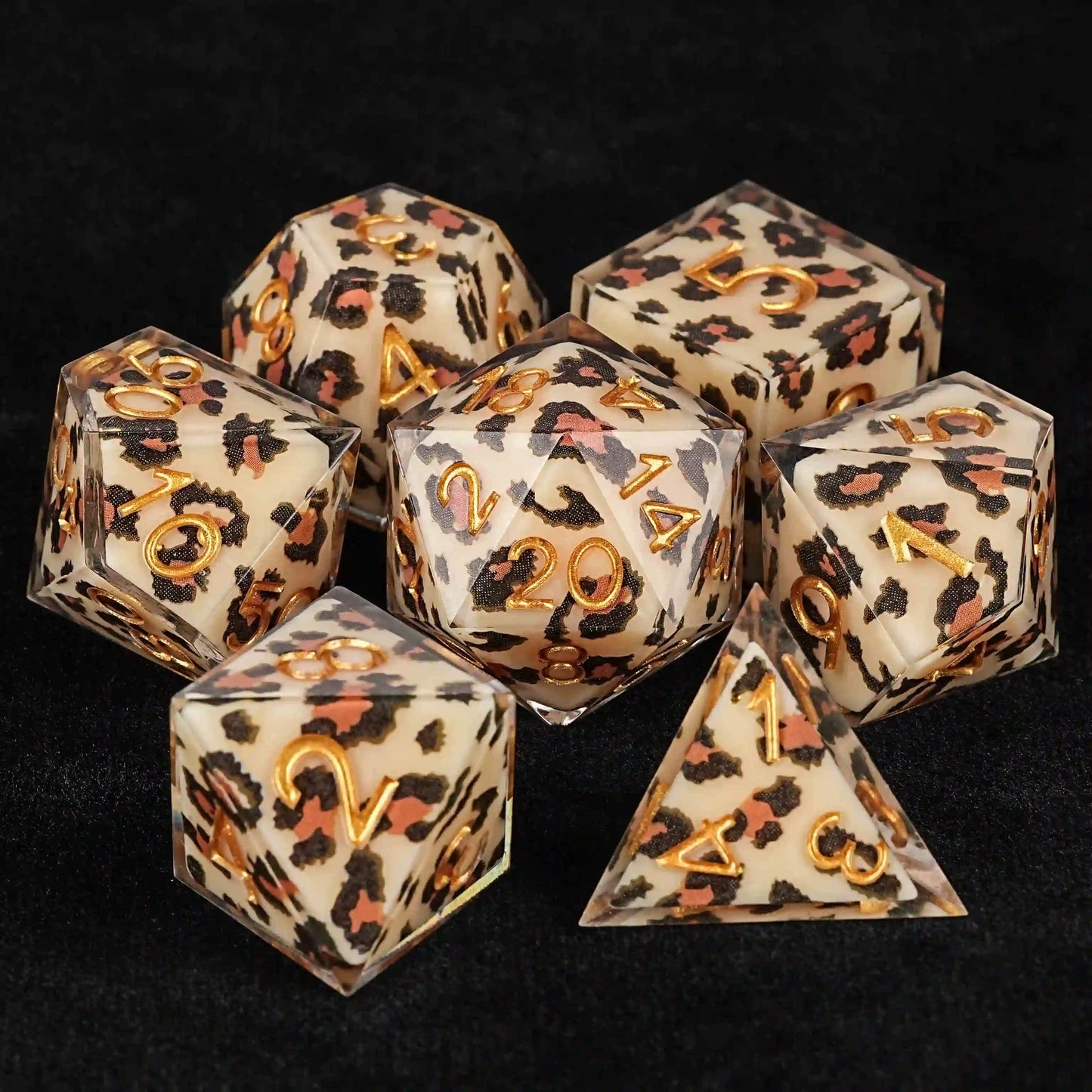 Leopard Print Seduction Fashion D&D Resin Dice Set | Bear Dice