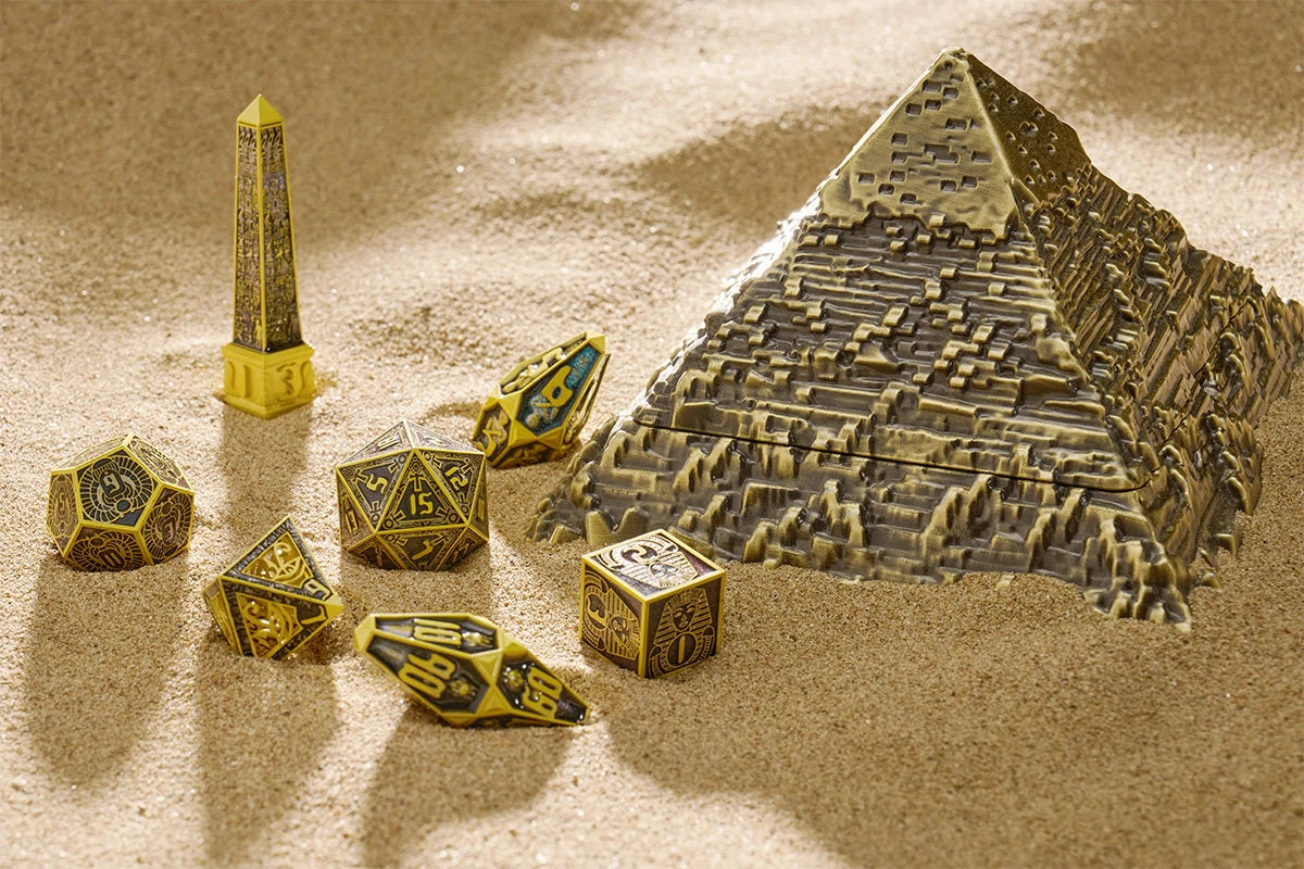 Legacy of the Pharaoh Unique Retro Metal Dice Set – Ancient Egypt RPG Dice