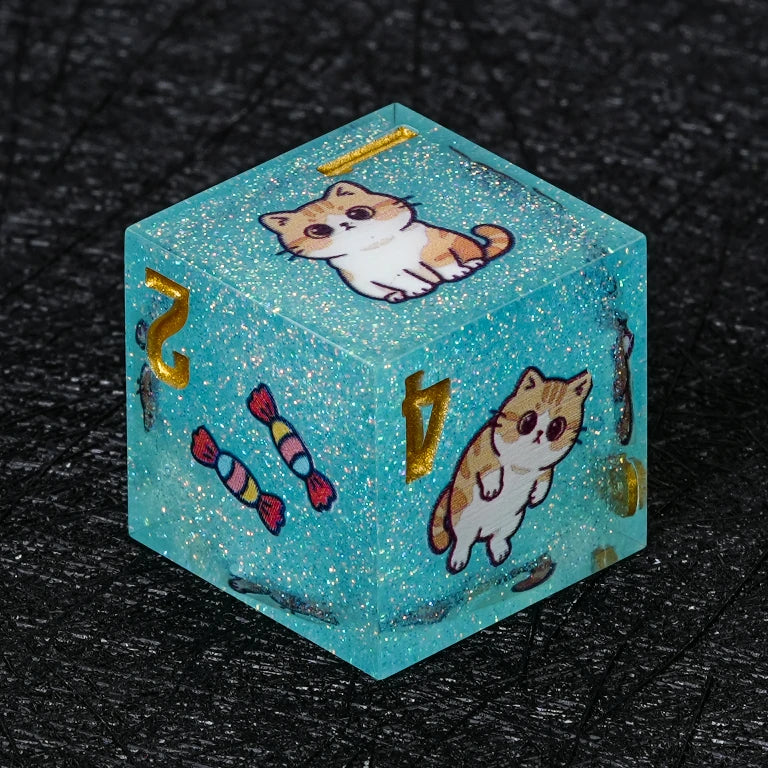 Kickstarter Dice — Cute Cat DND Resin Polyhedral Dice Set