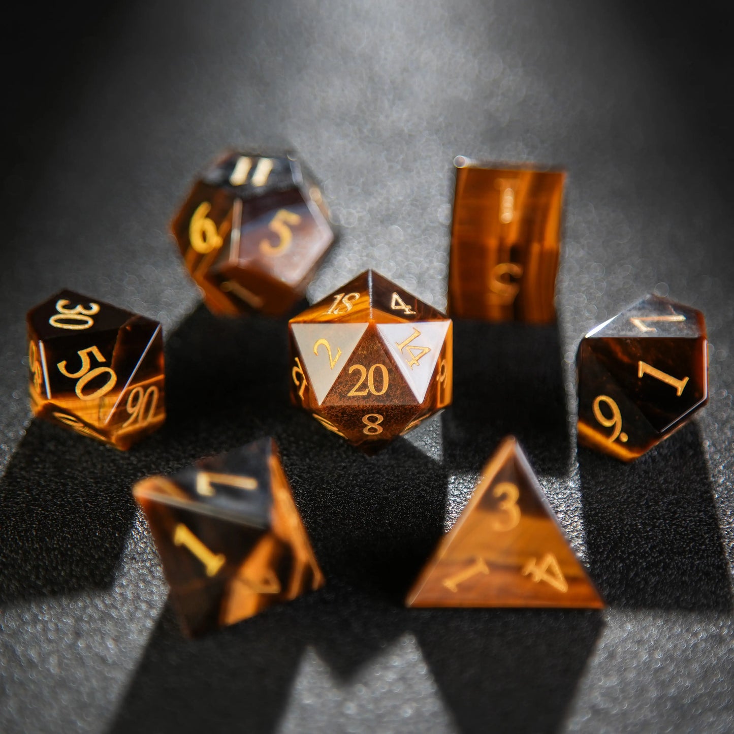 Wild Tribe - Tiger Eye Gemstone DND Dice Set | Bear Dice