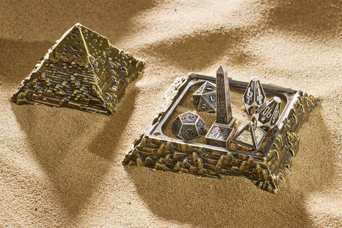 Legacy of the Pharaoh Unique Retro Metal Dice Set – Ancient Egypt RPG Dice