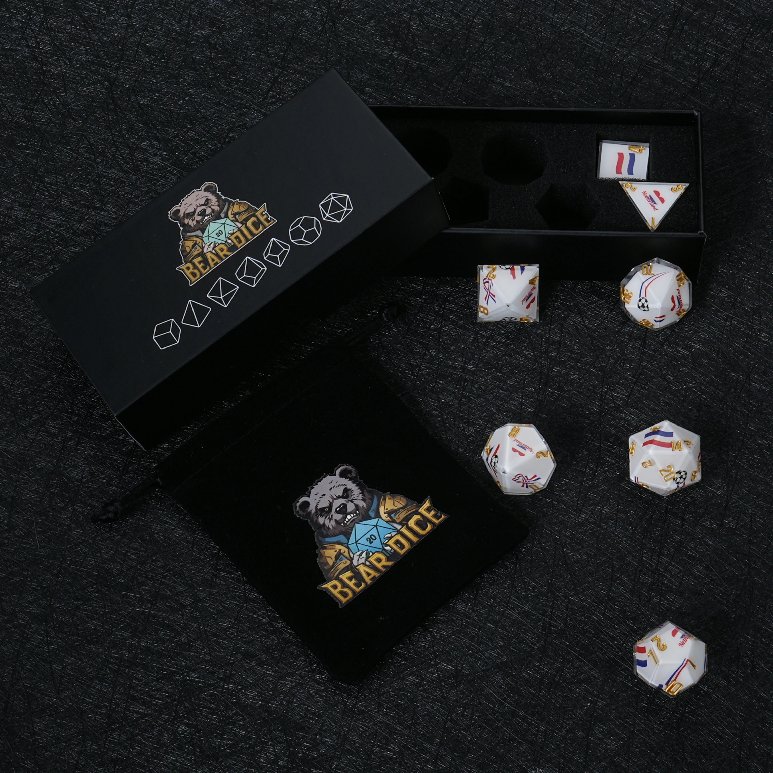 Netherlands Football DND Dice Set – World Cup Kickstarter Resin Dice