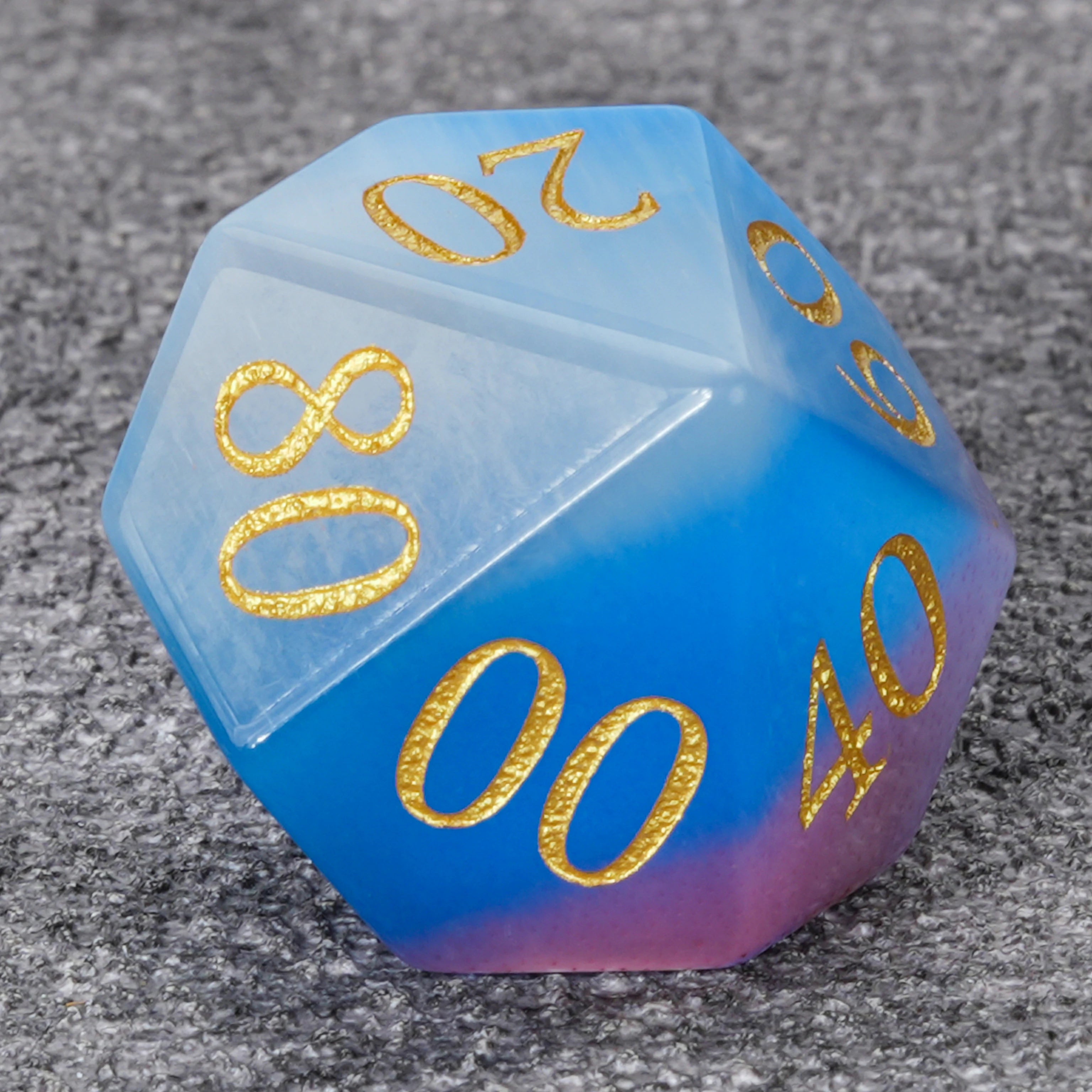 Pink-Aquamarine Cat's Eye Gemstone Dice Set
