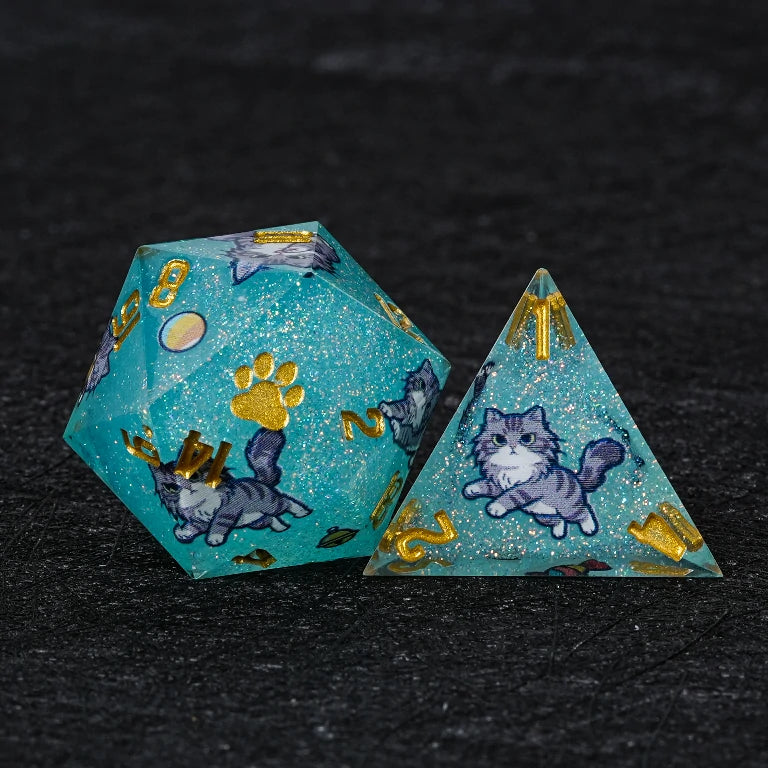 Kickstarter Dice — Maine Coon Cat Polyhedral DND Resin Dice Set