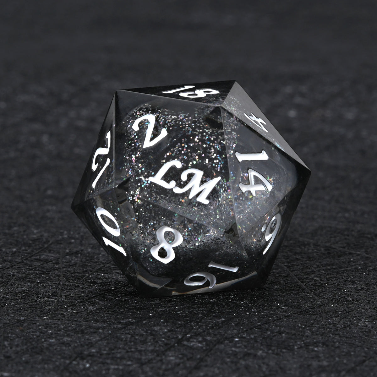 Custom Liquid Core Resin D20 Dice | Personalized Text & Designs