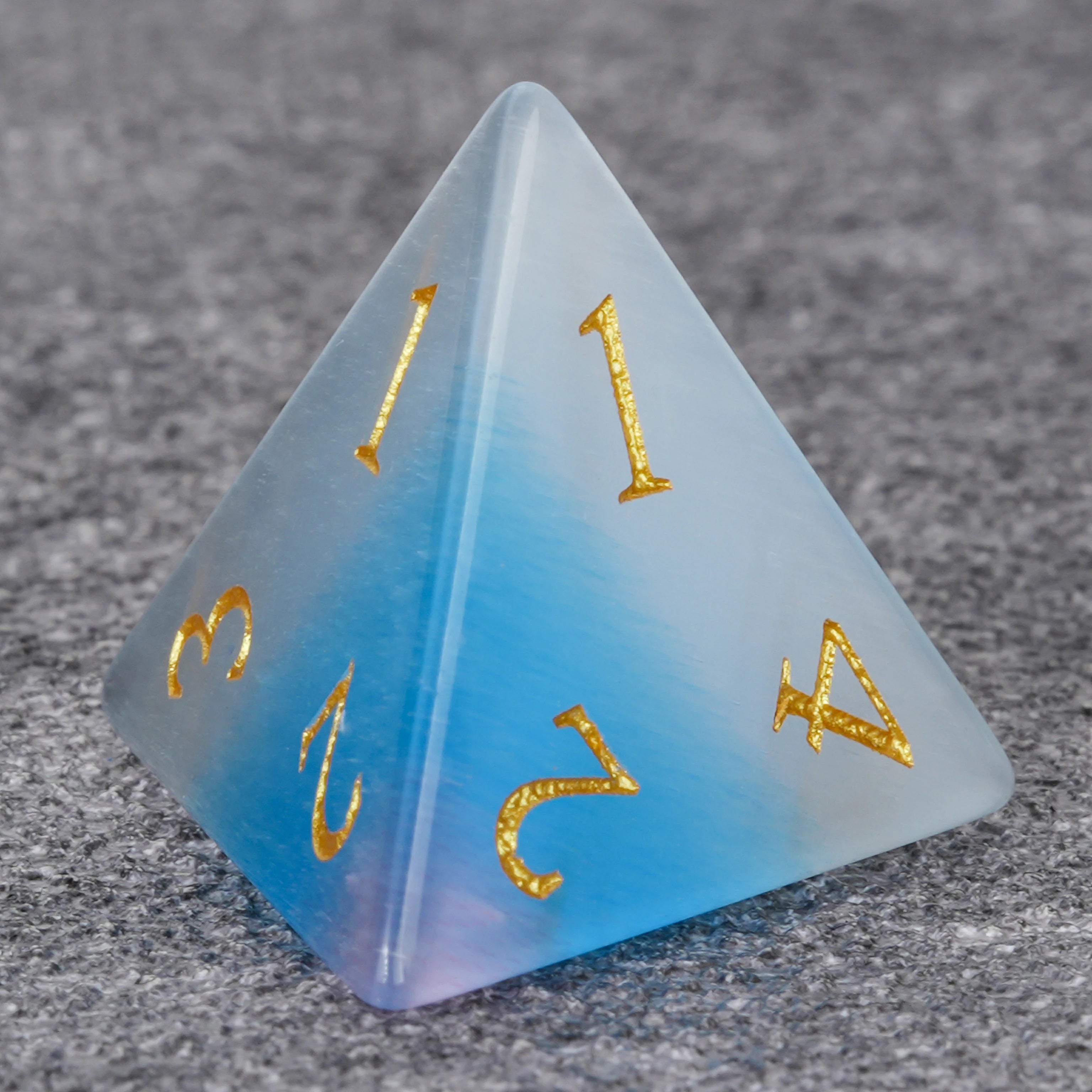 Pink-Aquamarine Cat's Eye Gemstone Dice Set