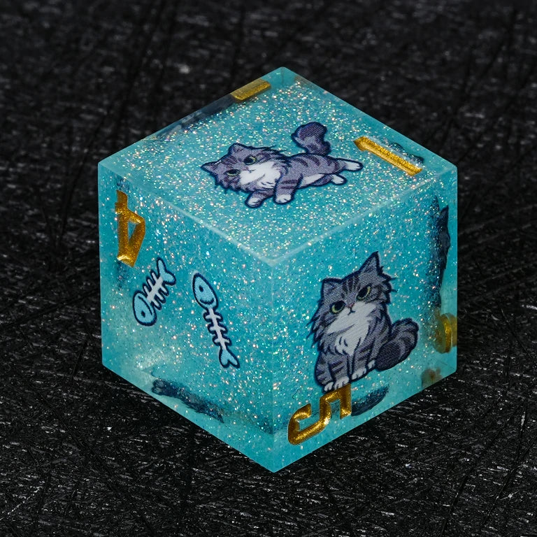 Kickstarter Dice — Maine Coon Cat Polyhedral DND Resin Dice Set
