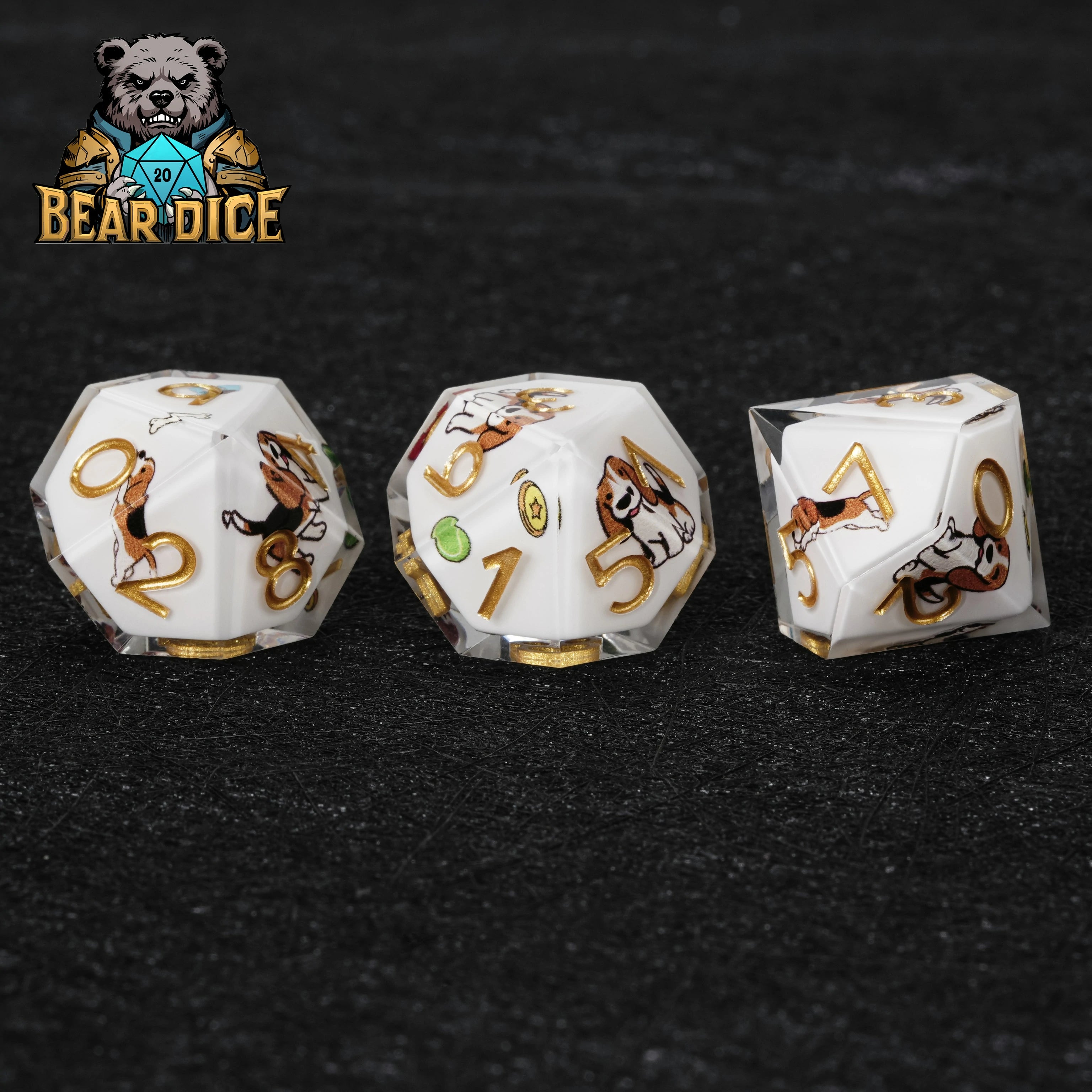 Beagle White Resin D&D D10 Dice | Single D10 for RPG Games