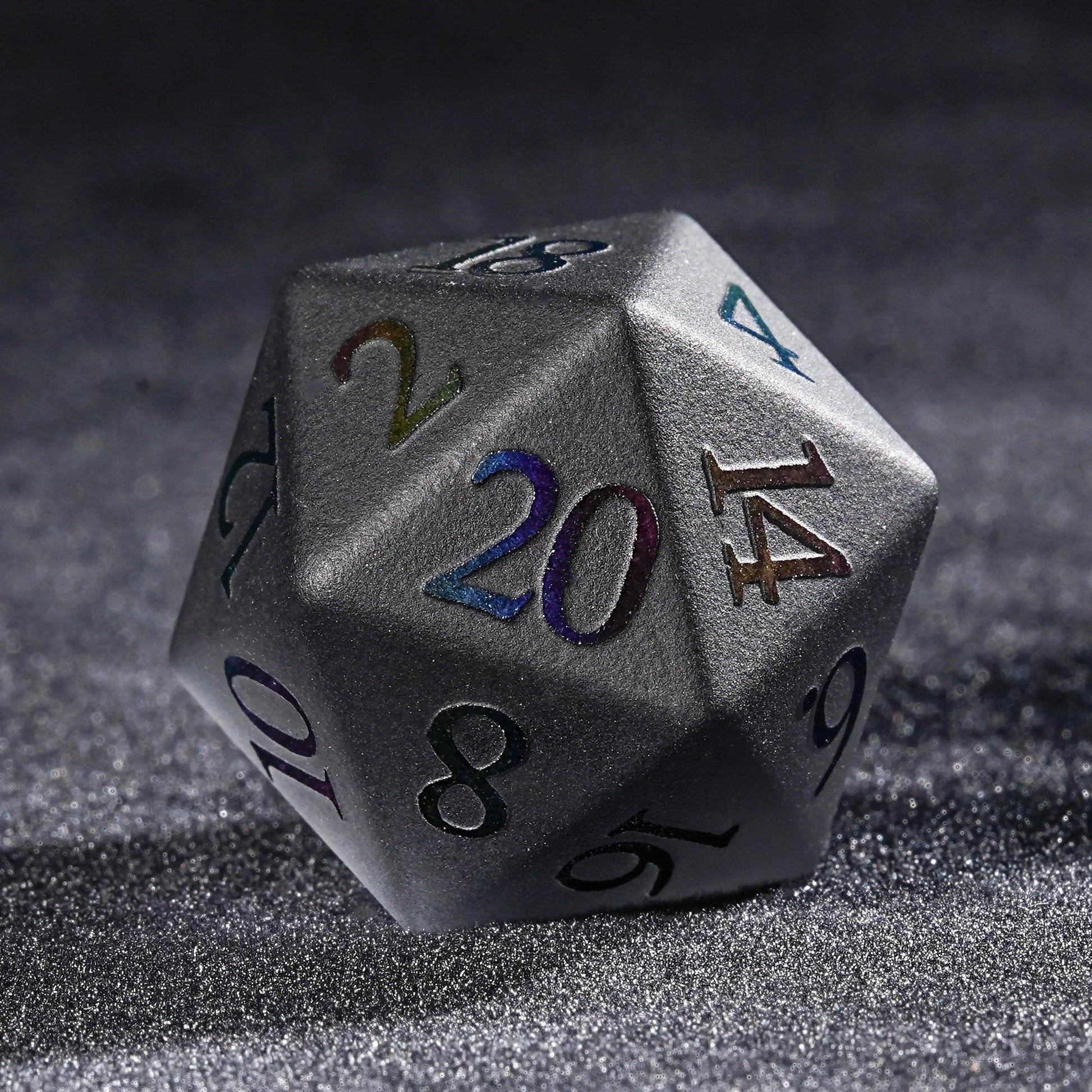 Frosted Obsidian D&D D20 Dice Colored Numbers | Bear Dice