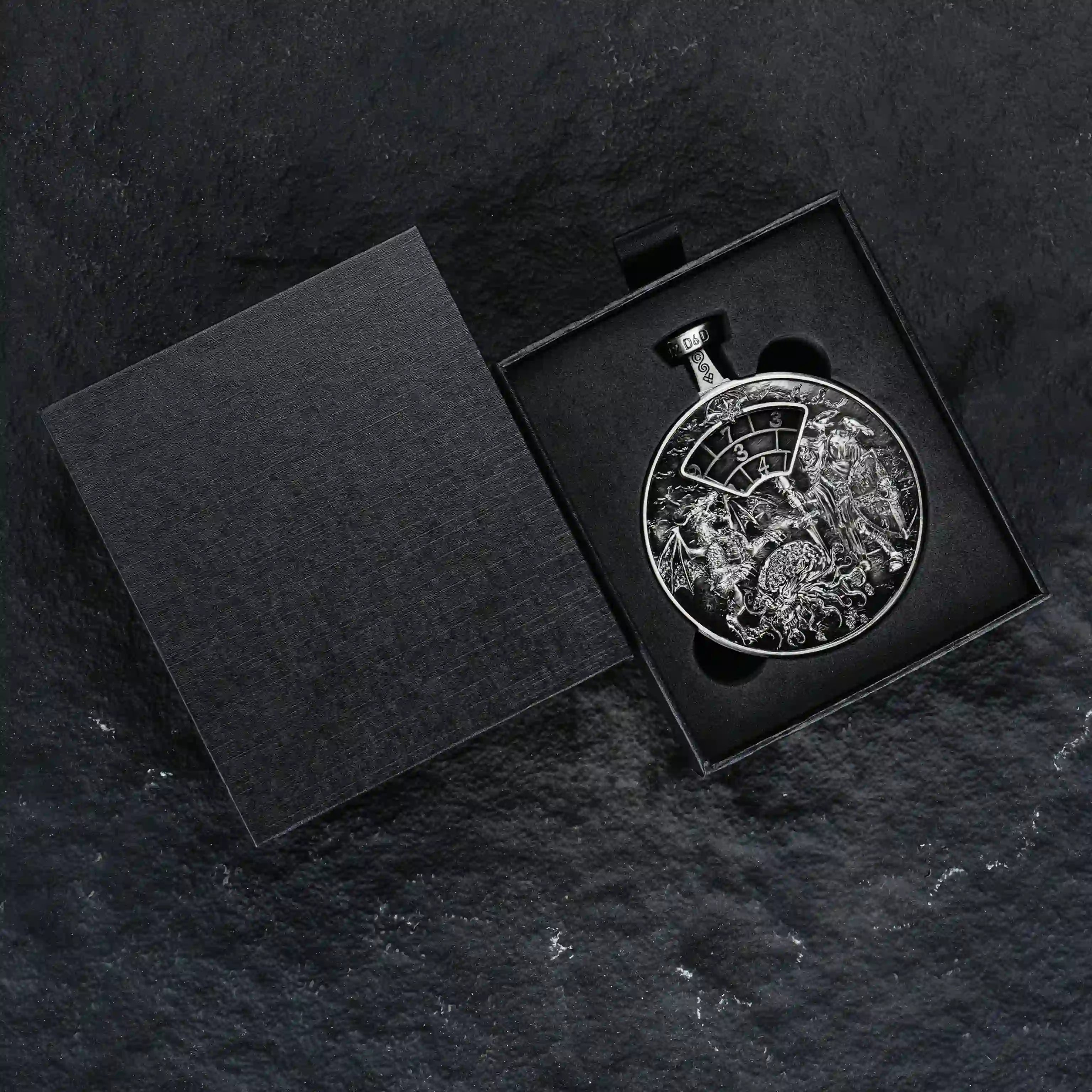 Unique Metal DND Spinning Dice Pocket Watch