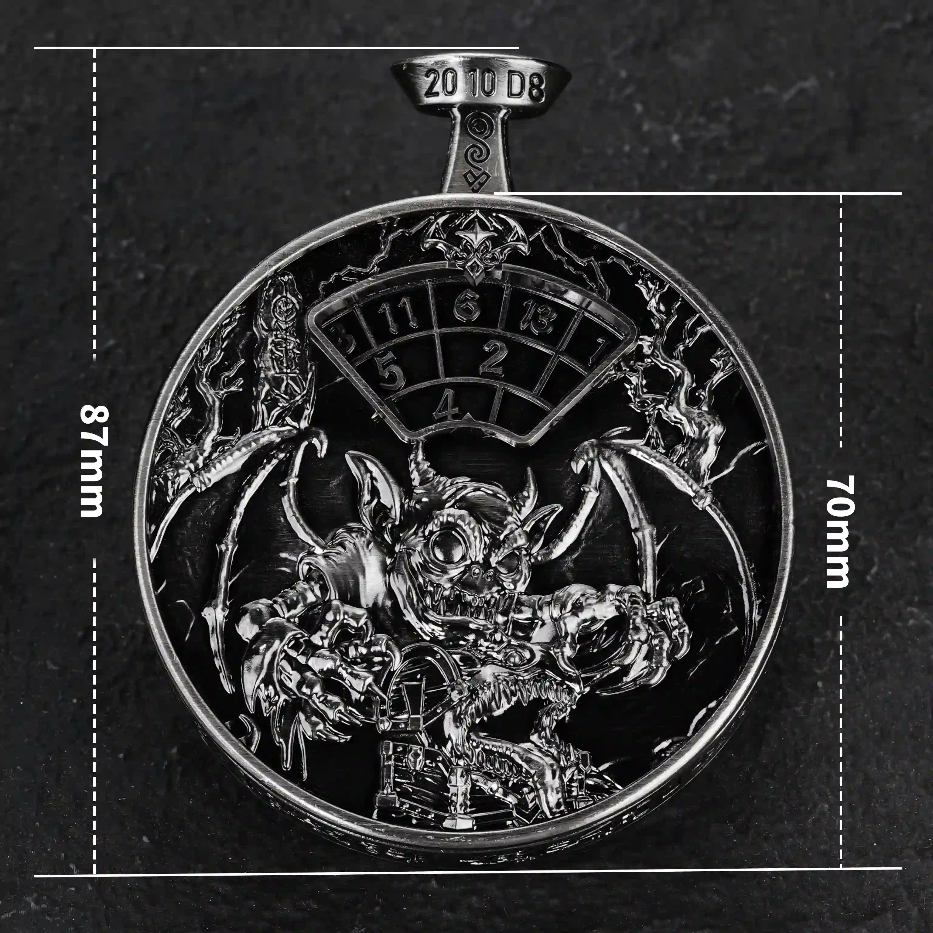 Unique Metal DND Spinning Dice Pocket Watch
