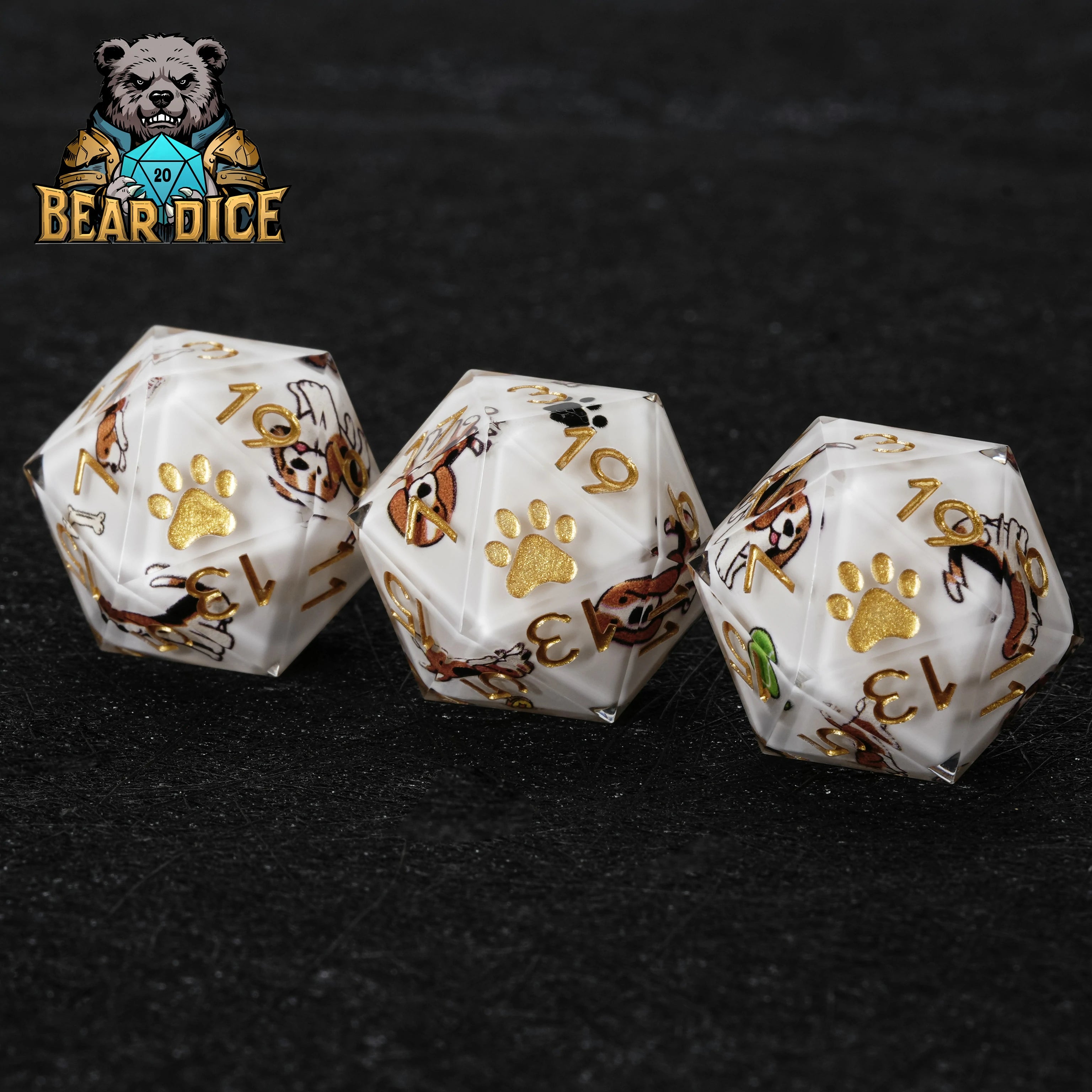 Beagle White Resin DND D6 Dice | RPG Polyhedral Dice for D&D & Tabletop Games