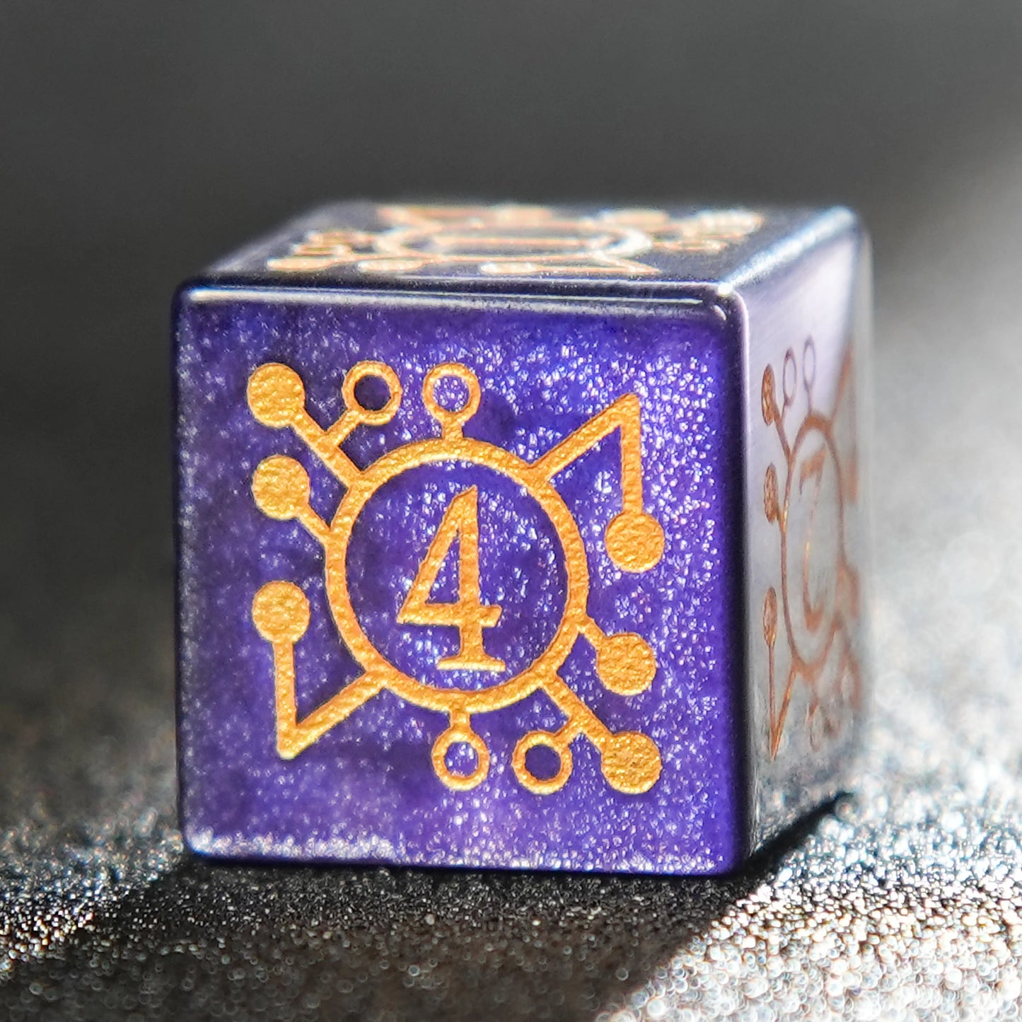 Purple Lapis Lazuli D&D D6 Dice + Gold Rune Numbers | Bear Dice