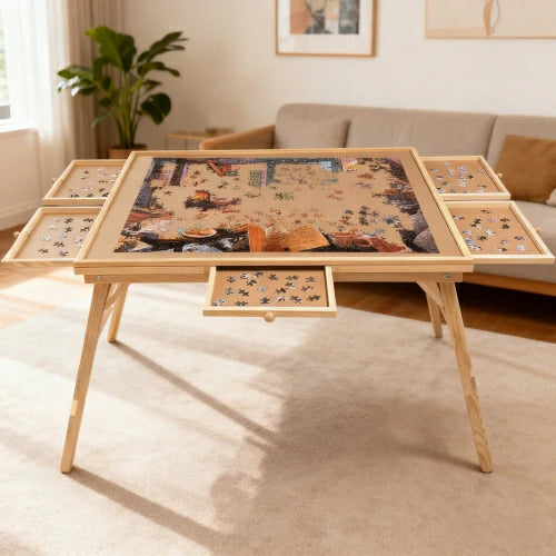 27-Inch Tall Wooden Folding Puzzle Table | Bear Dice