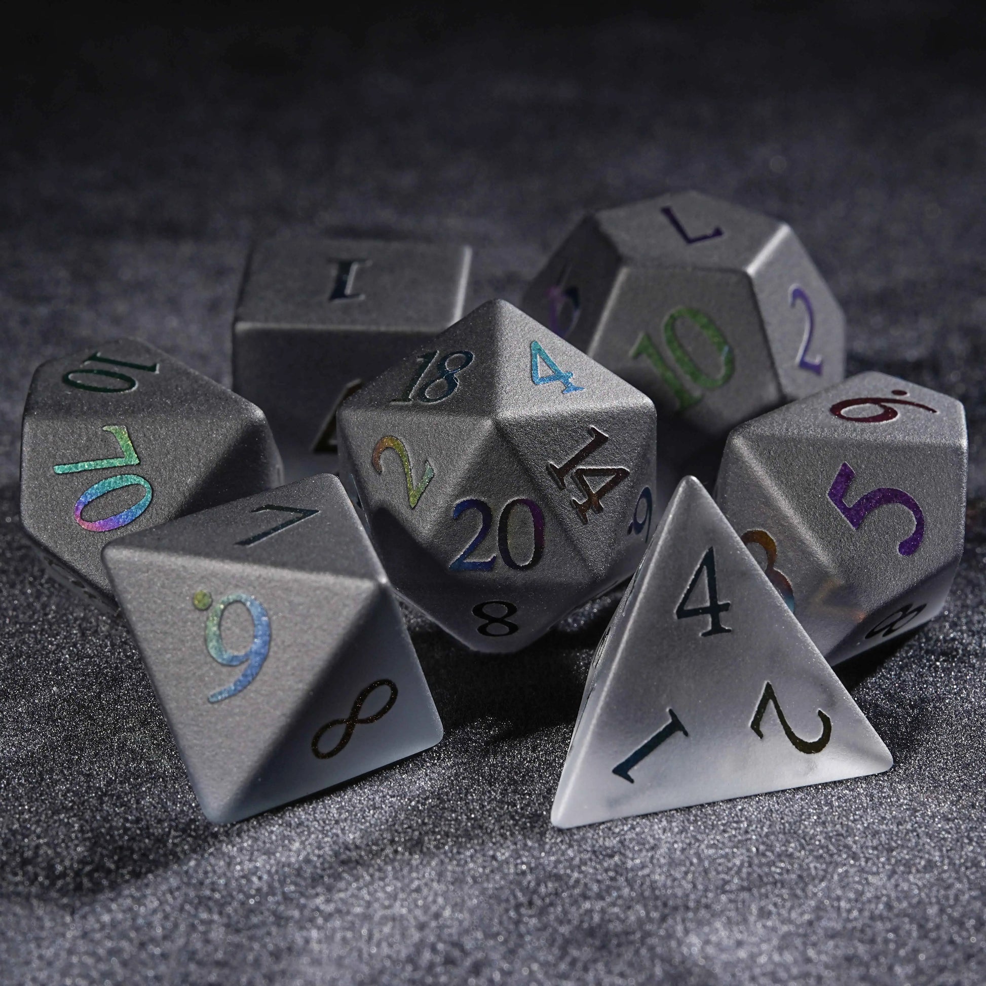 Frosted Obsidian D&D Dice Set Colored Numbers | Bear Dice