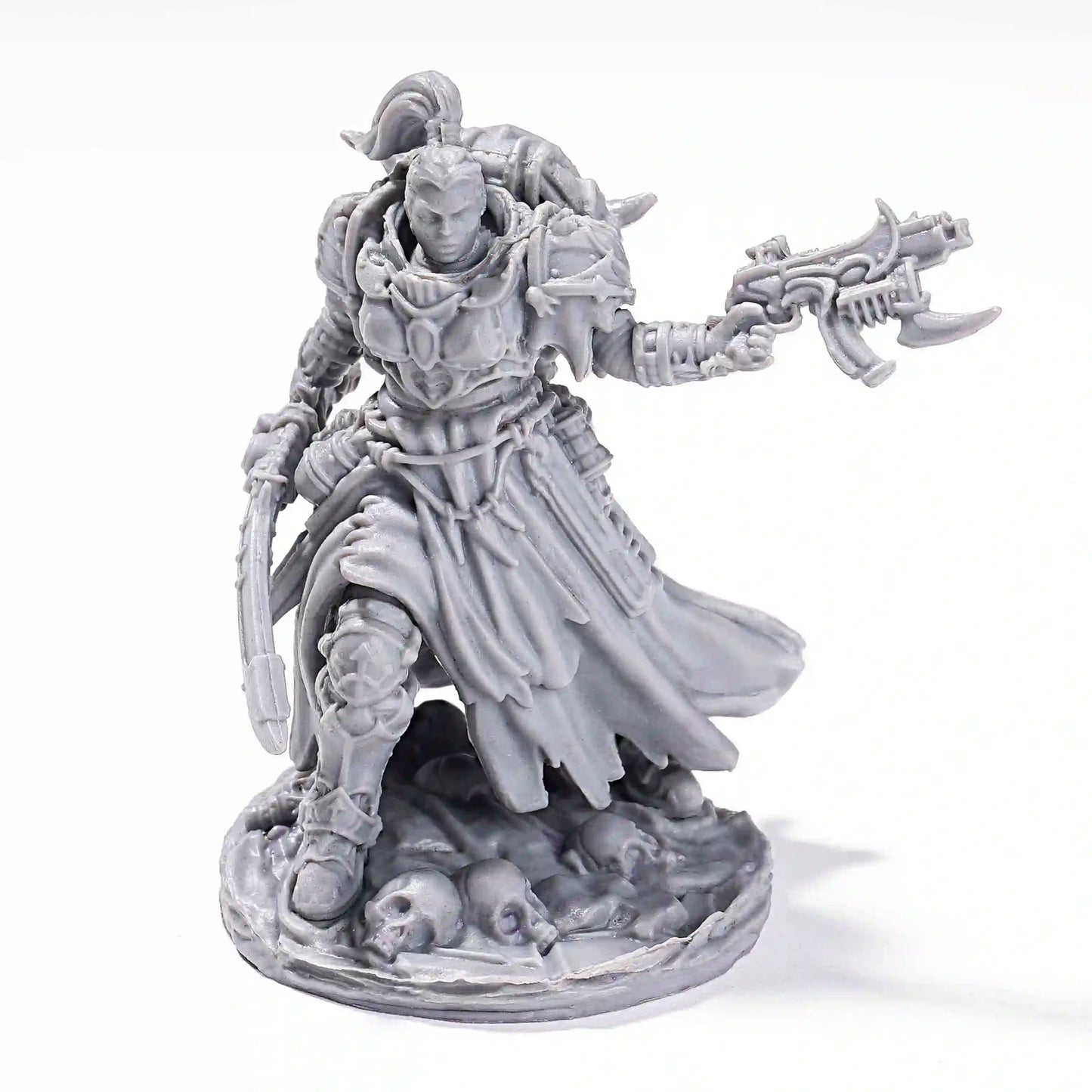 3D Printed Skeleton Valkyrie RPG Miniature with Base Plate | Bear Dice