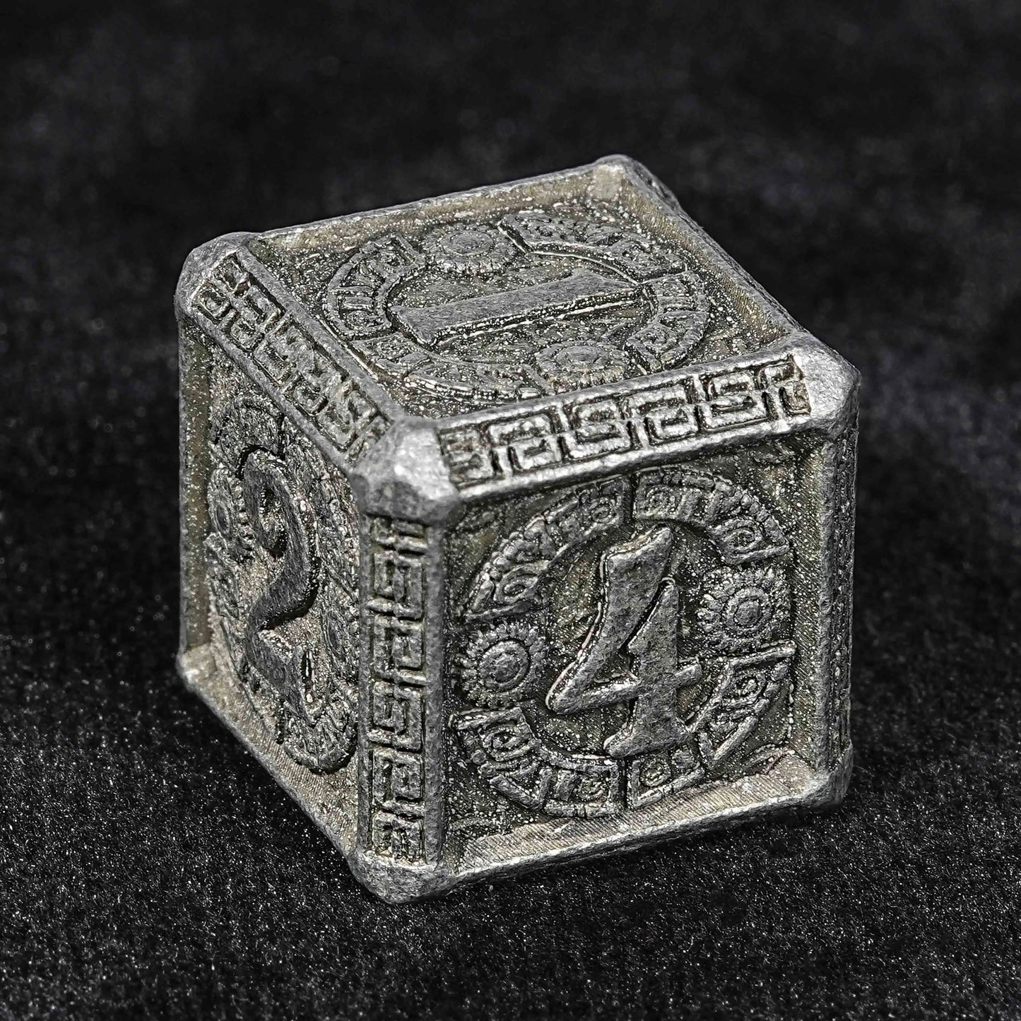 Ancient Greek Textured Metal DND D6 Dice | Bear Dice