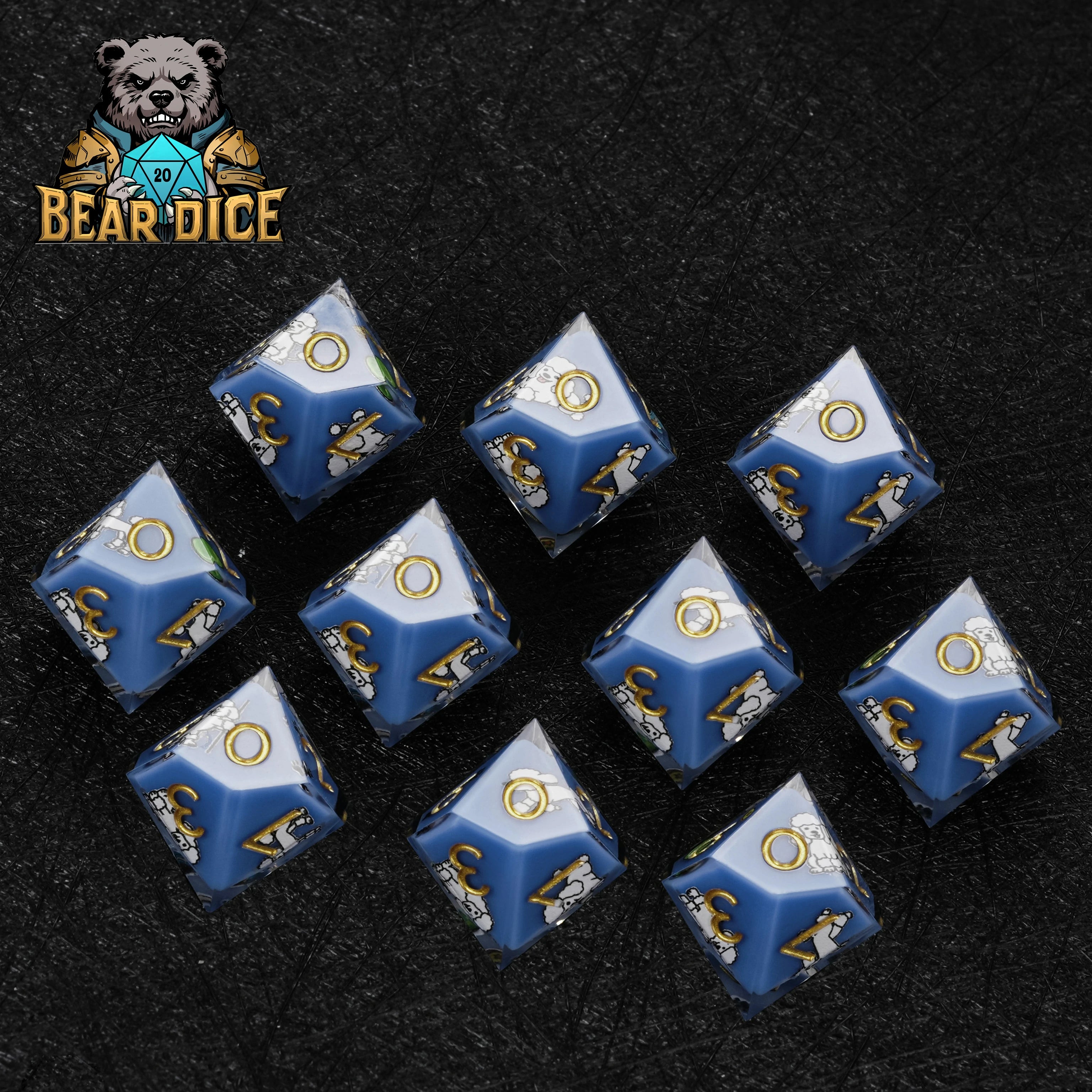 Blue Resin Poodle DND D10 Dice | Bear Dice