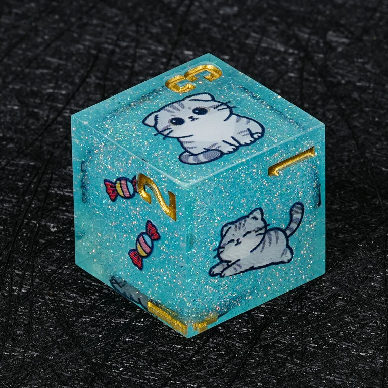 Kickstarter Dice — Scottish Fold Cat Polyhedral DND Resin Dice Set