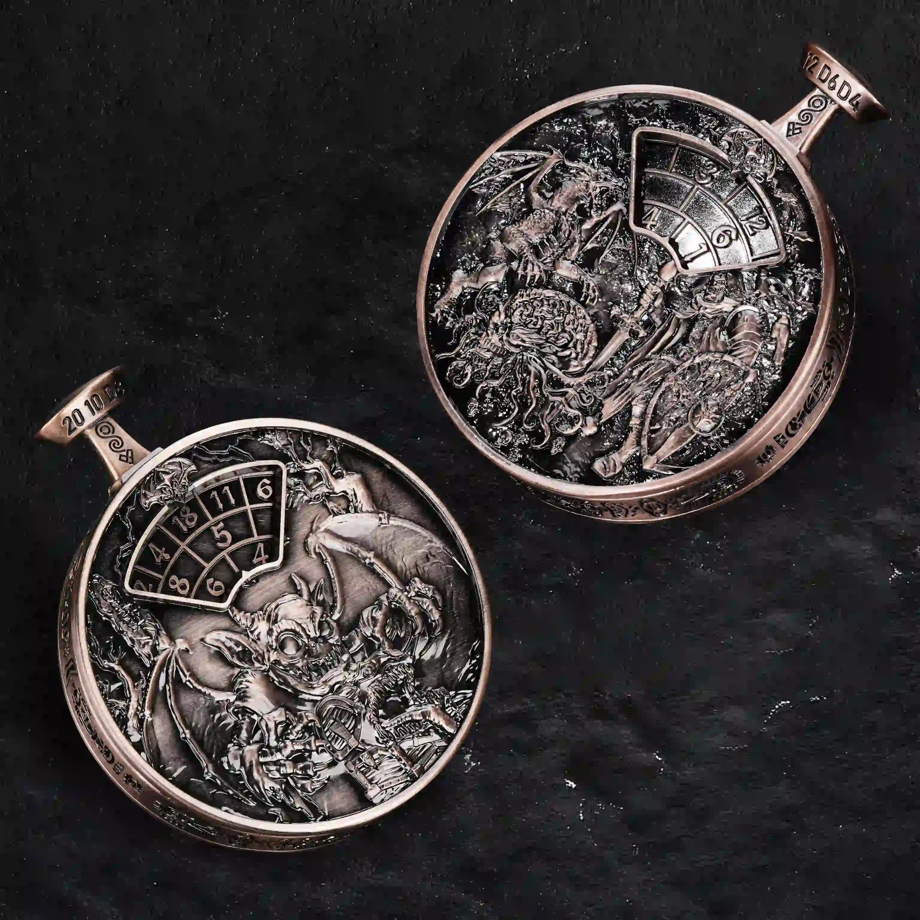 Unique Metal DND Spinning Dice Pocket Watch
