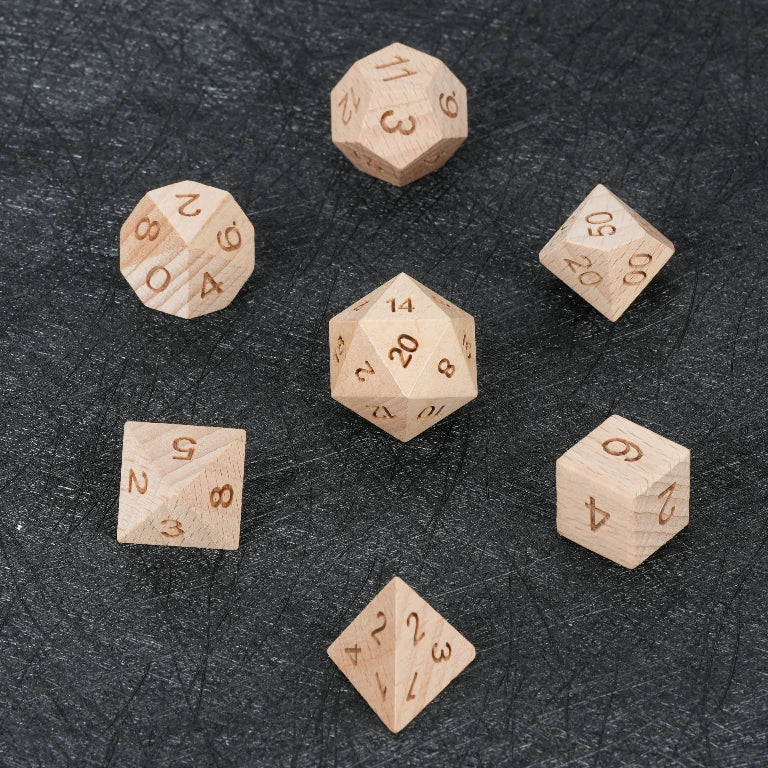 Beech wood DND Dice Set