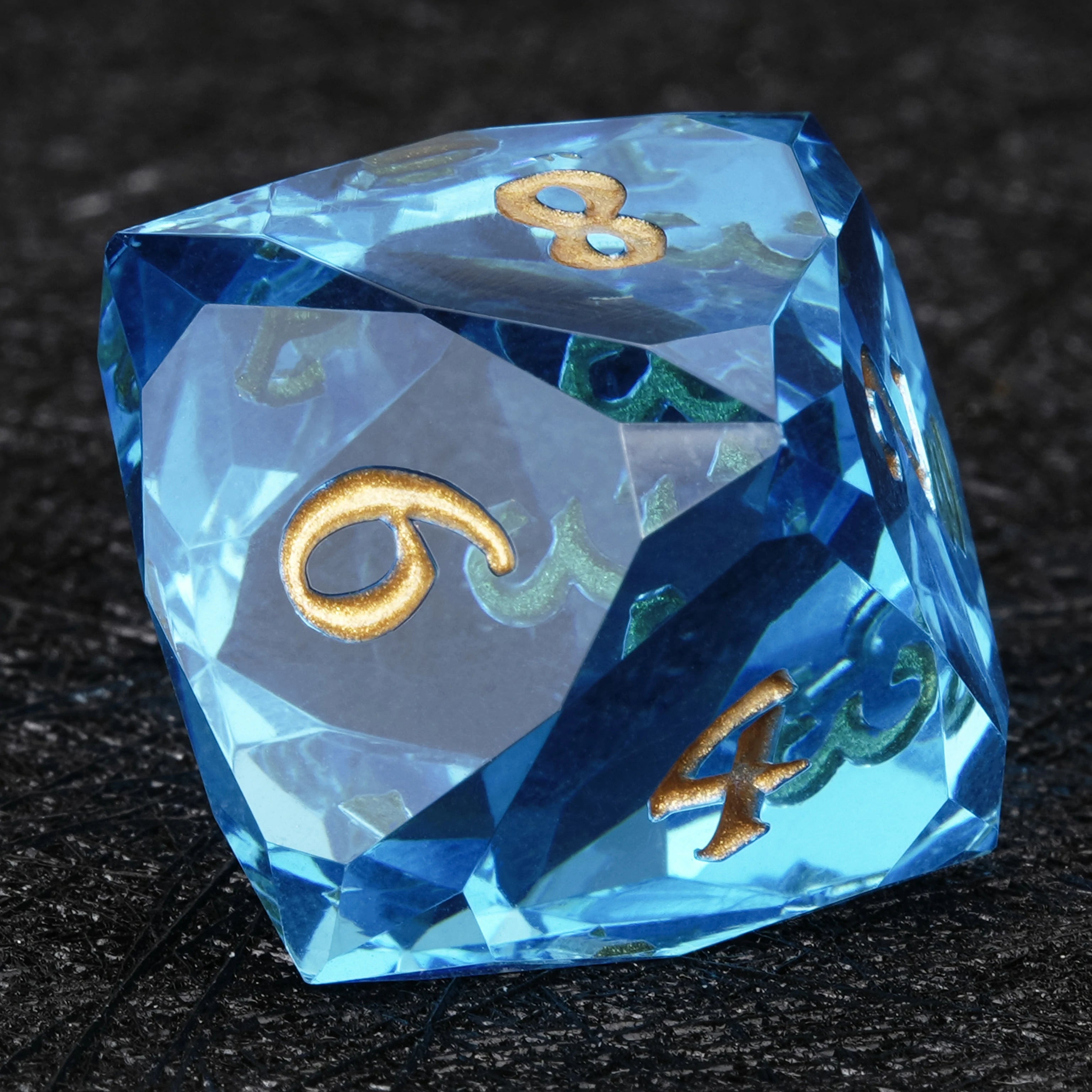 Sky Blue Transparent Resin DND Dice Set | 7-Piece D&D Polyhedral Dice