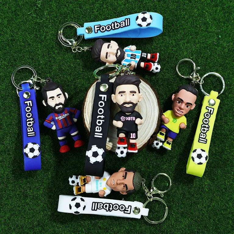 World Cup Soccer Star Keychain — Soft PVC Cartoon Charm & Small Gift