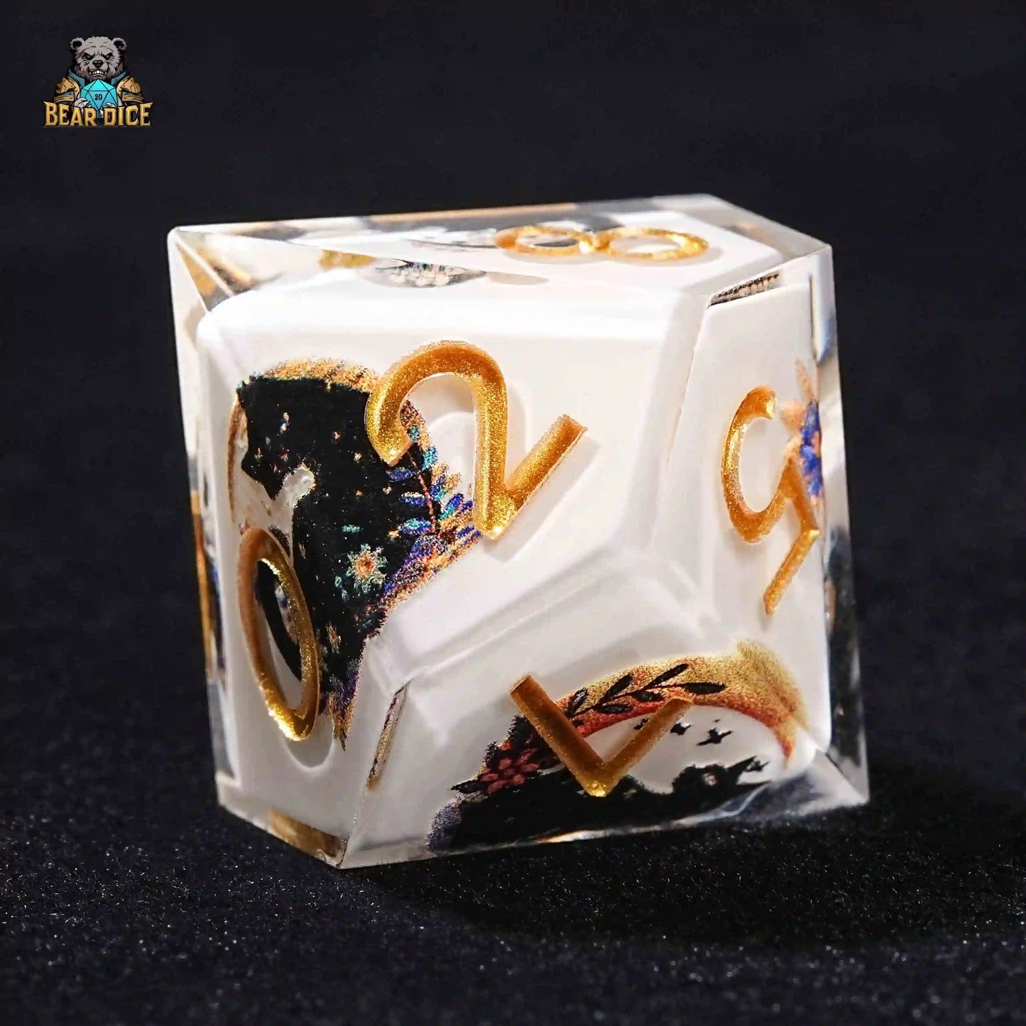 D10 Cat Themed Solid Resin Dice - Wizard of the Moon | Bear Dice