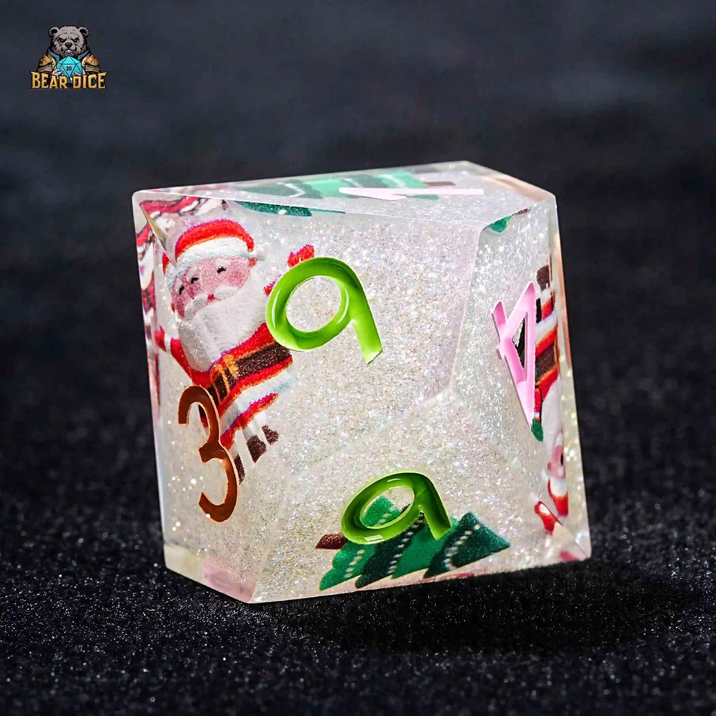 Sparkling and charming Christmas theme D10 resin Dice | Bear Dice