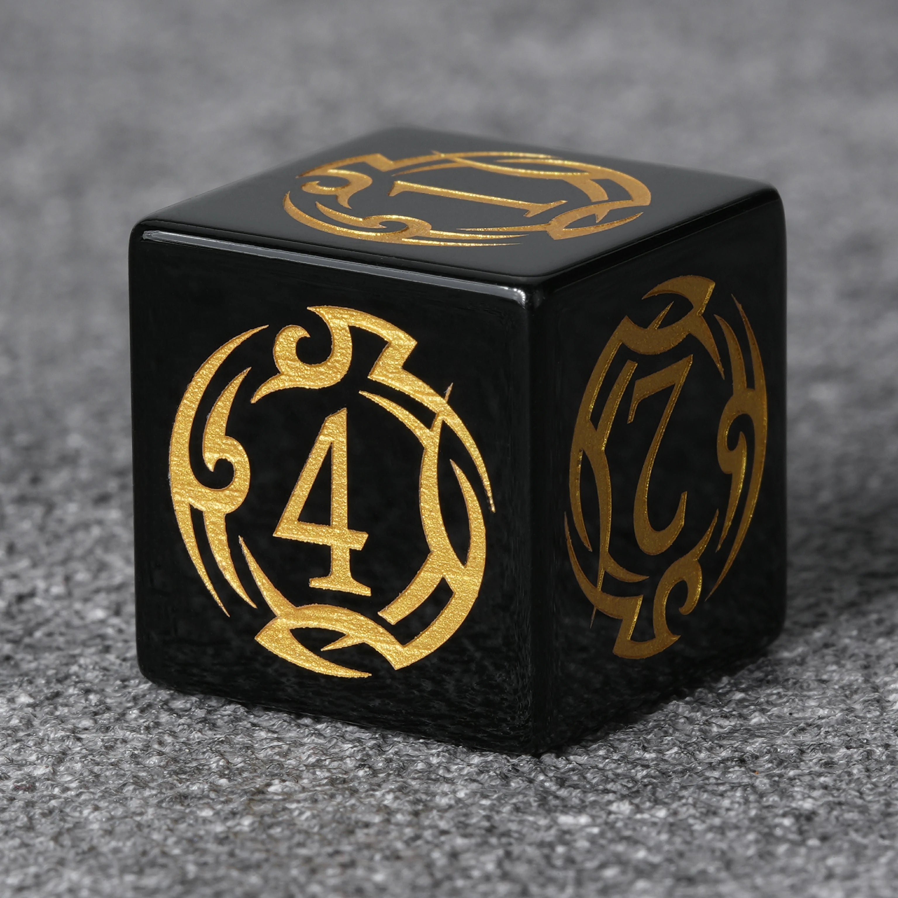 Flame Rune Obsidian Dice Set