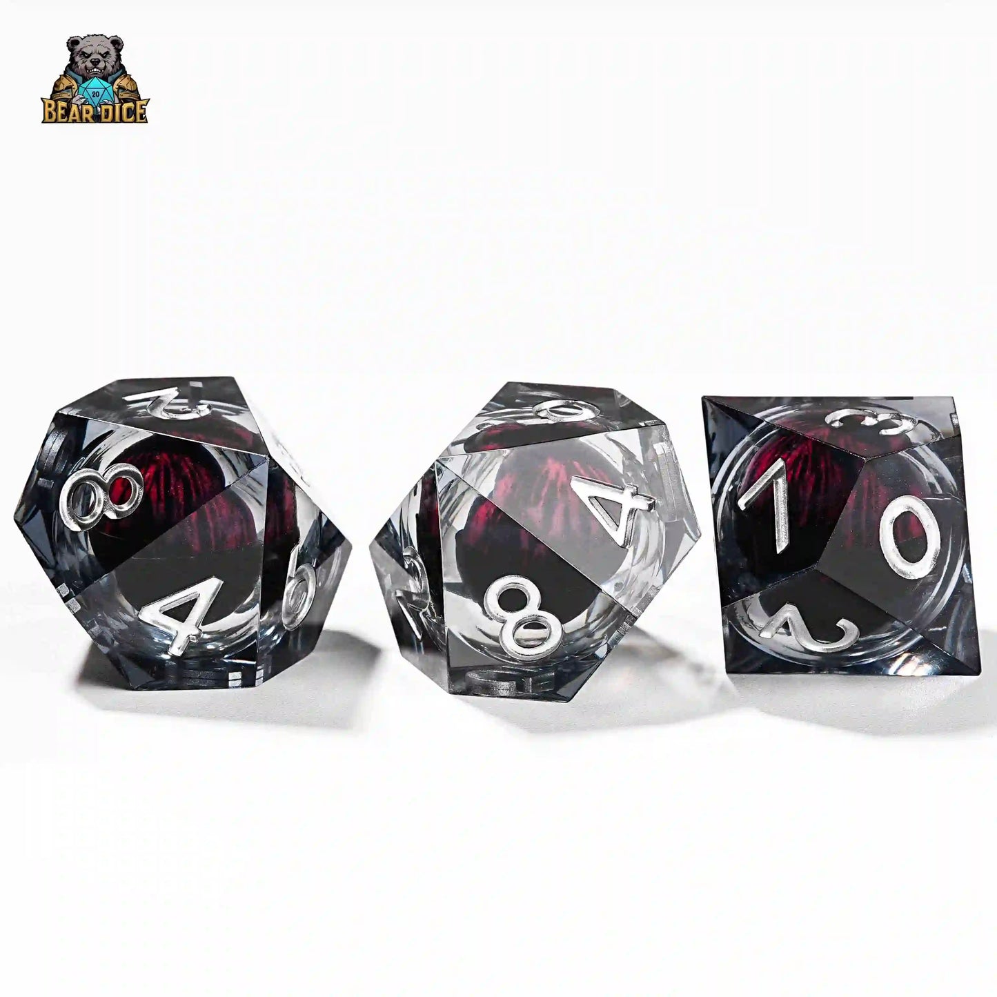 3 Red Eye Spirit Liquid Lock Black Crystal-D10 Resin Theme Dice | Bear Dice