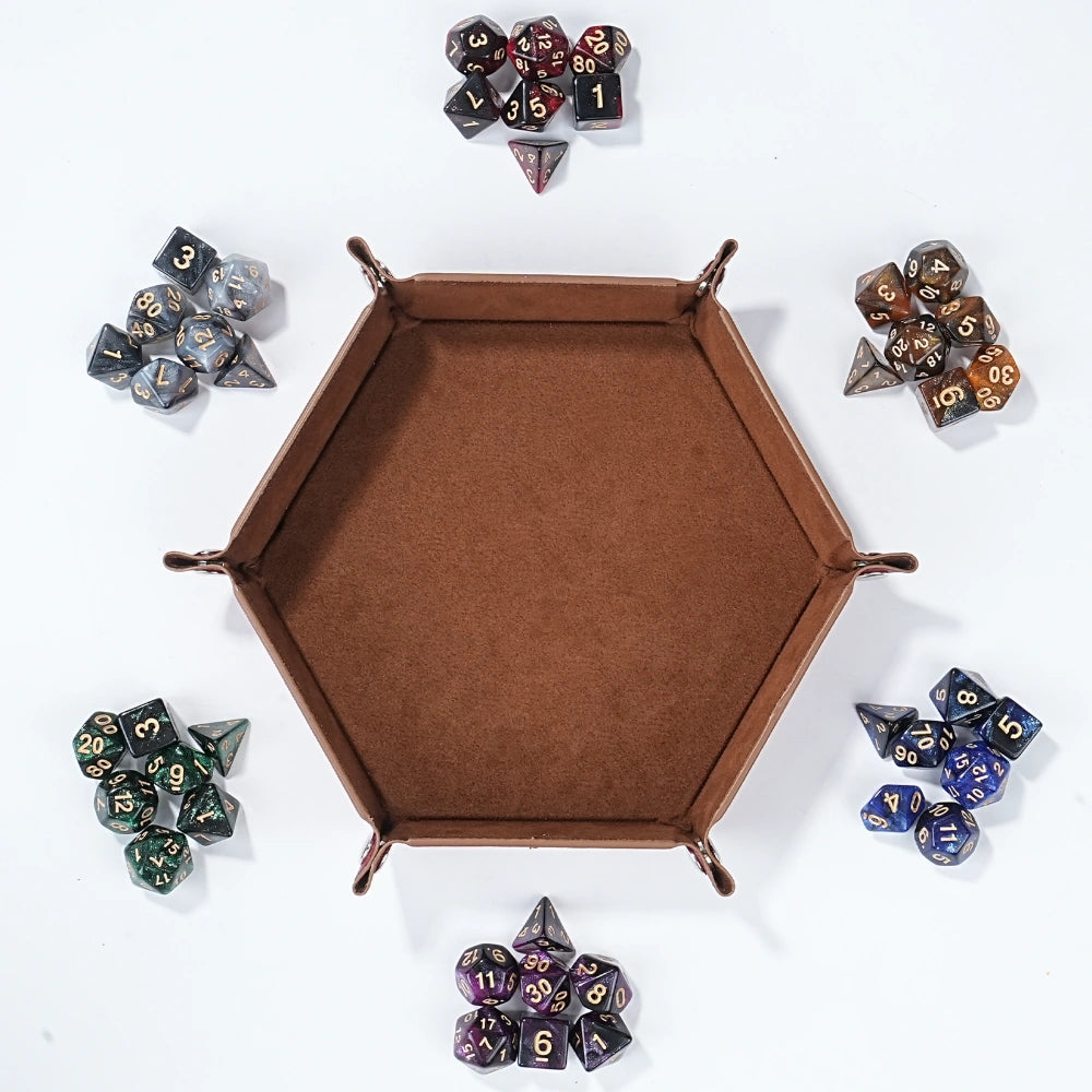 Acrylic Star Glitter Dice Set + Dice Tray