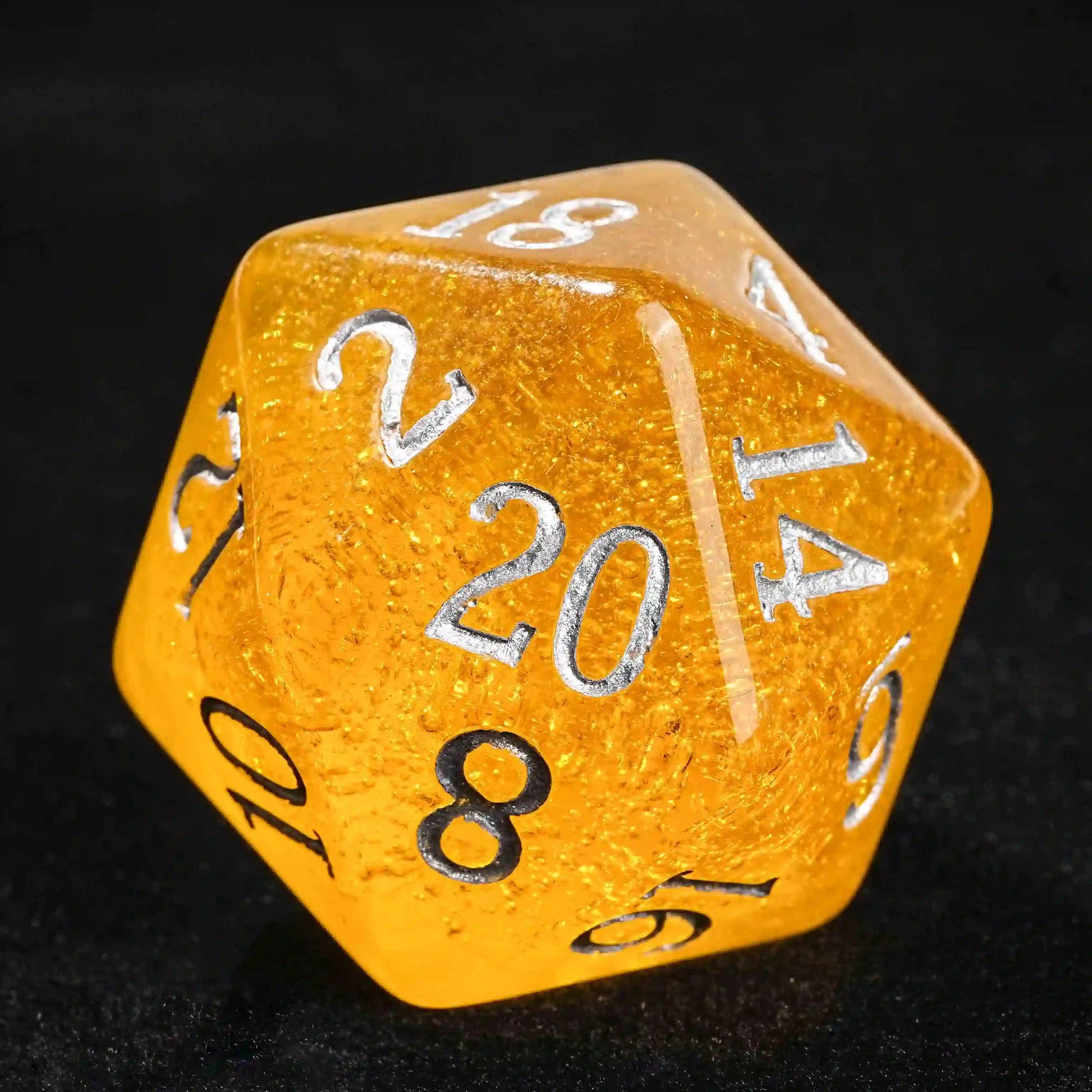 Large Budweiser themed yellow resin D20 dice | Bear dice