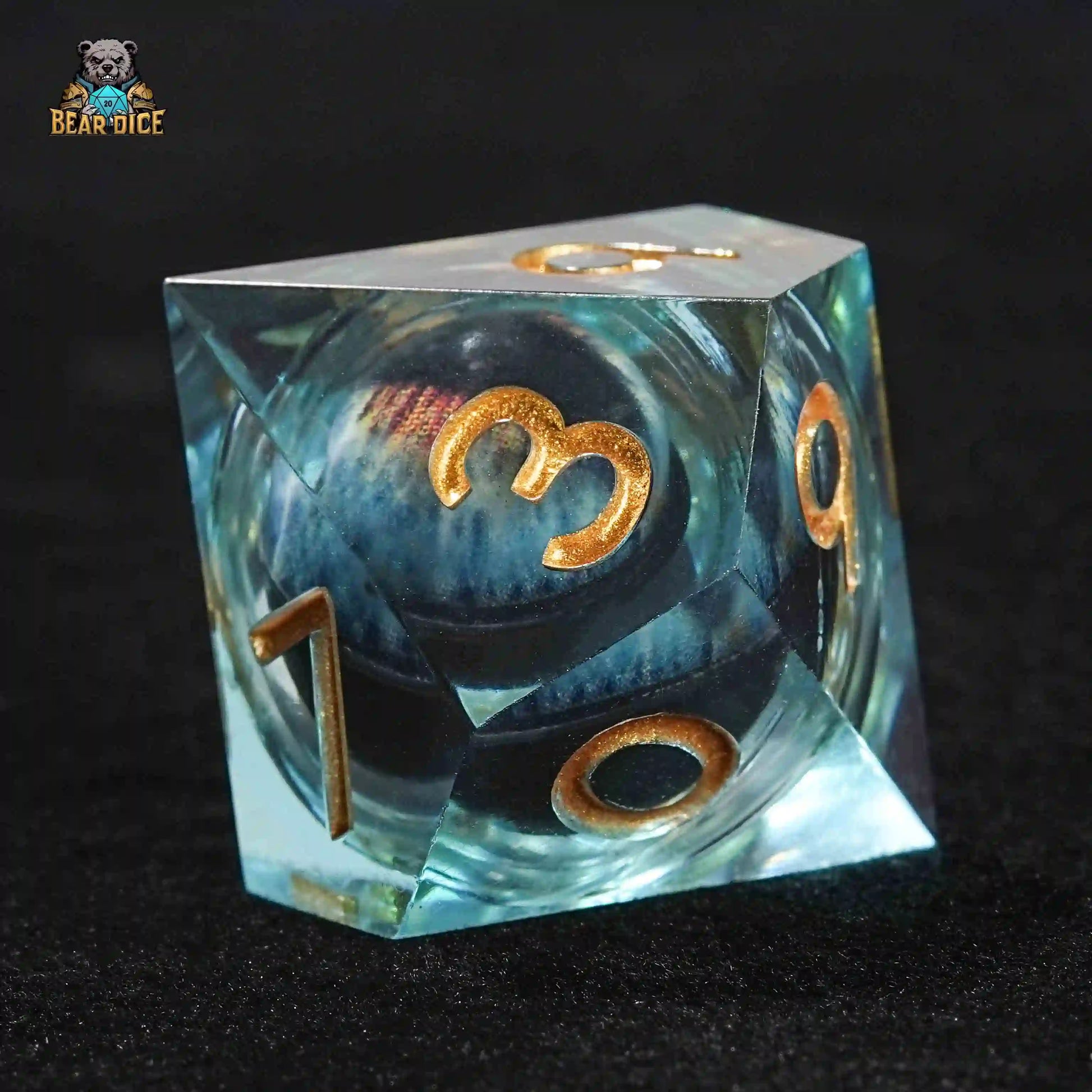 D10 Blue Dragon's Eye Liquid Core Dice - for Dungeons & Dragons D&D Tabletop Game | Bear Dice