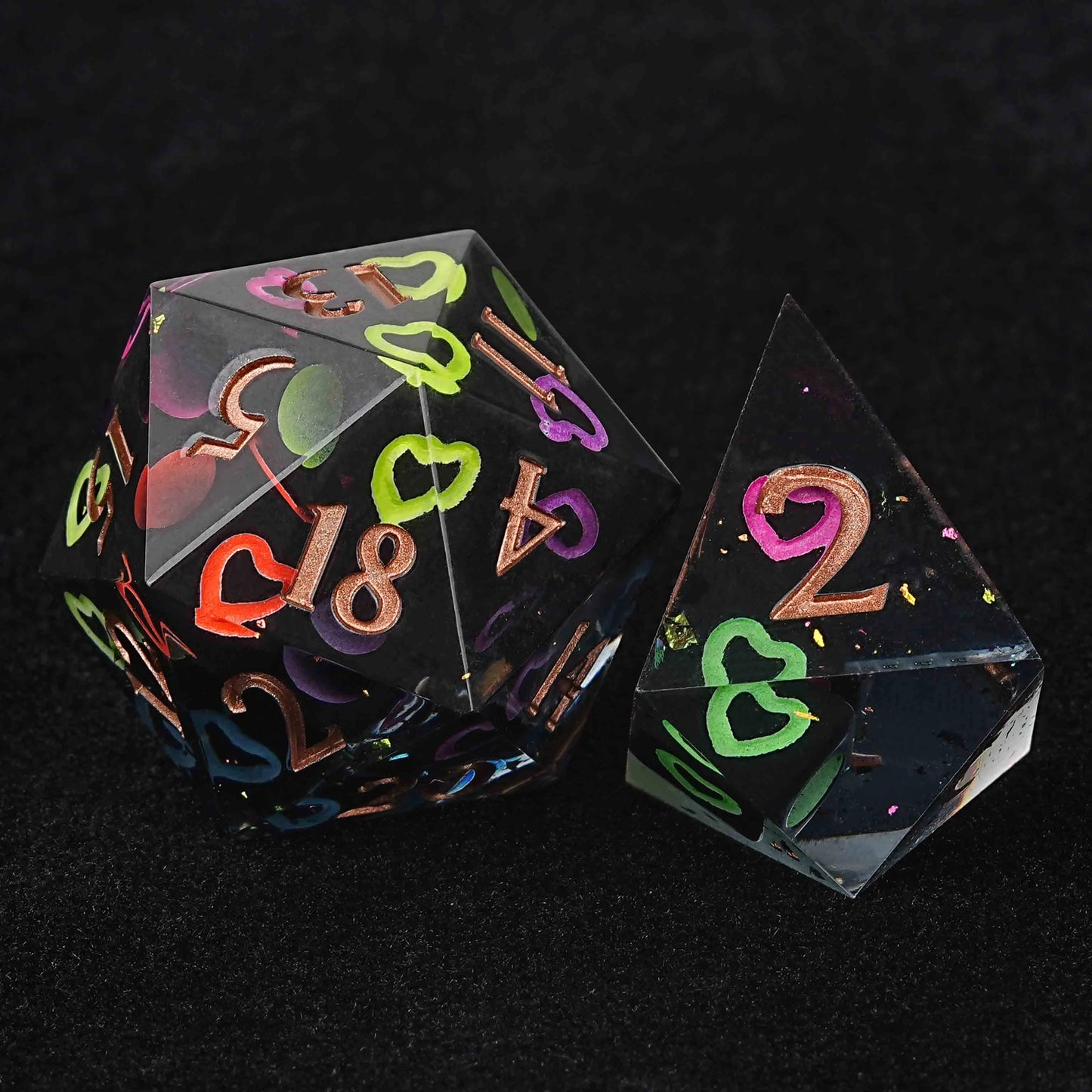 D&D Valentine's Day Hand-painted Colorful Love Resin D20 Dice 、D4 Dice | Bear Dice