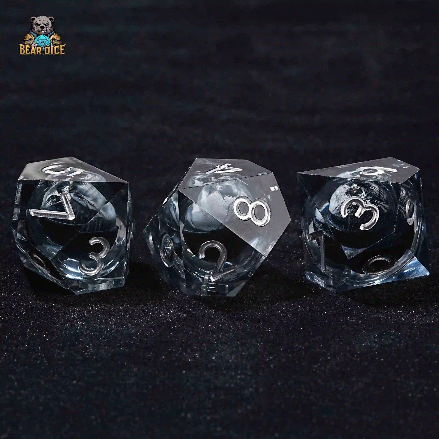 Shadow Skull 3D10 Black Translucent Resin Dice | Bear Dice