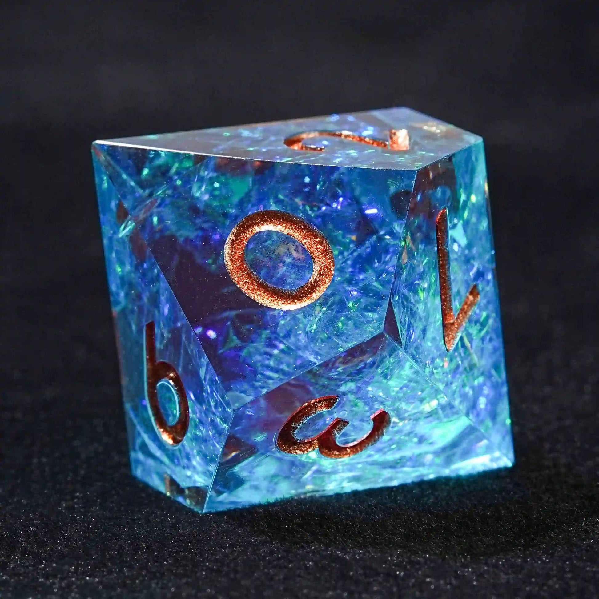 D10 Fantasy Translucent Red Blue Resin D&D Dice - copper Numbers | Bear Dice