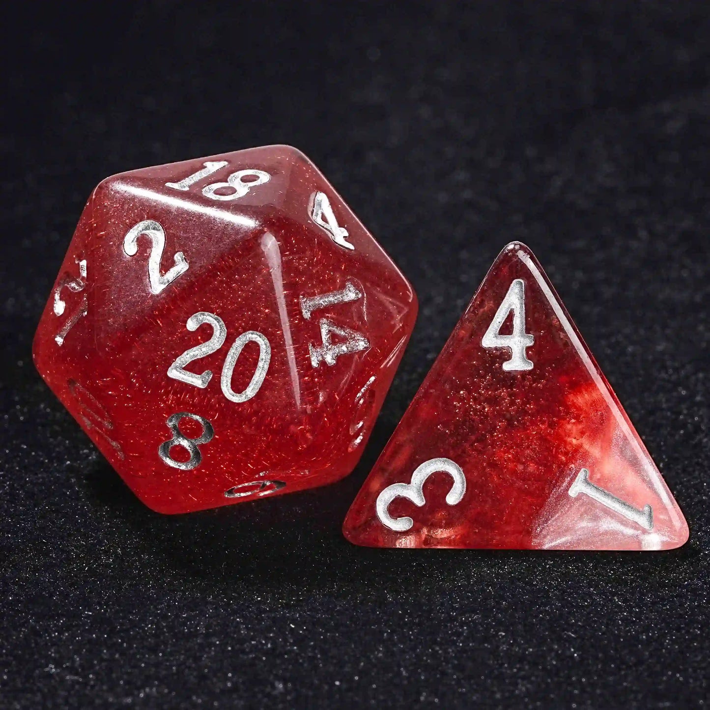 Tavern Brew Red Liquid Core Resin DND Dice Set - D4 Dice and D20 dice | Bear Dice