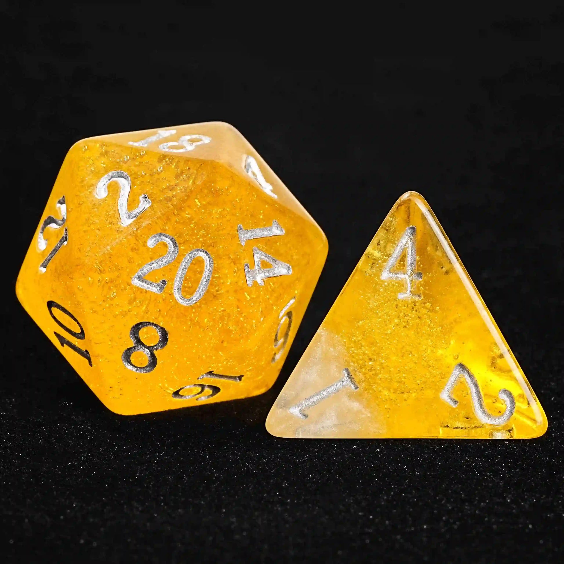 Budweiser Yellow Beer Resin 20 Sided Dice and 4 Sided dice | Bear Dice